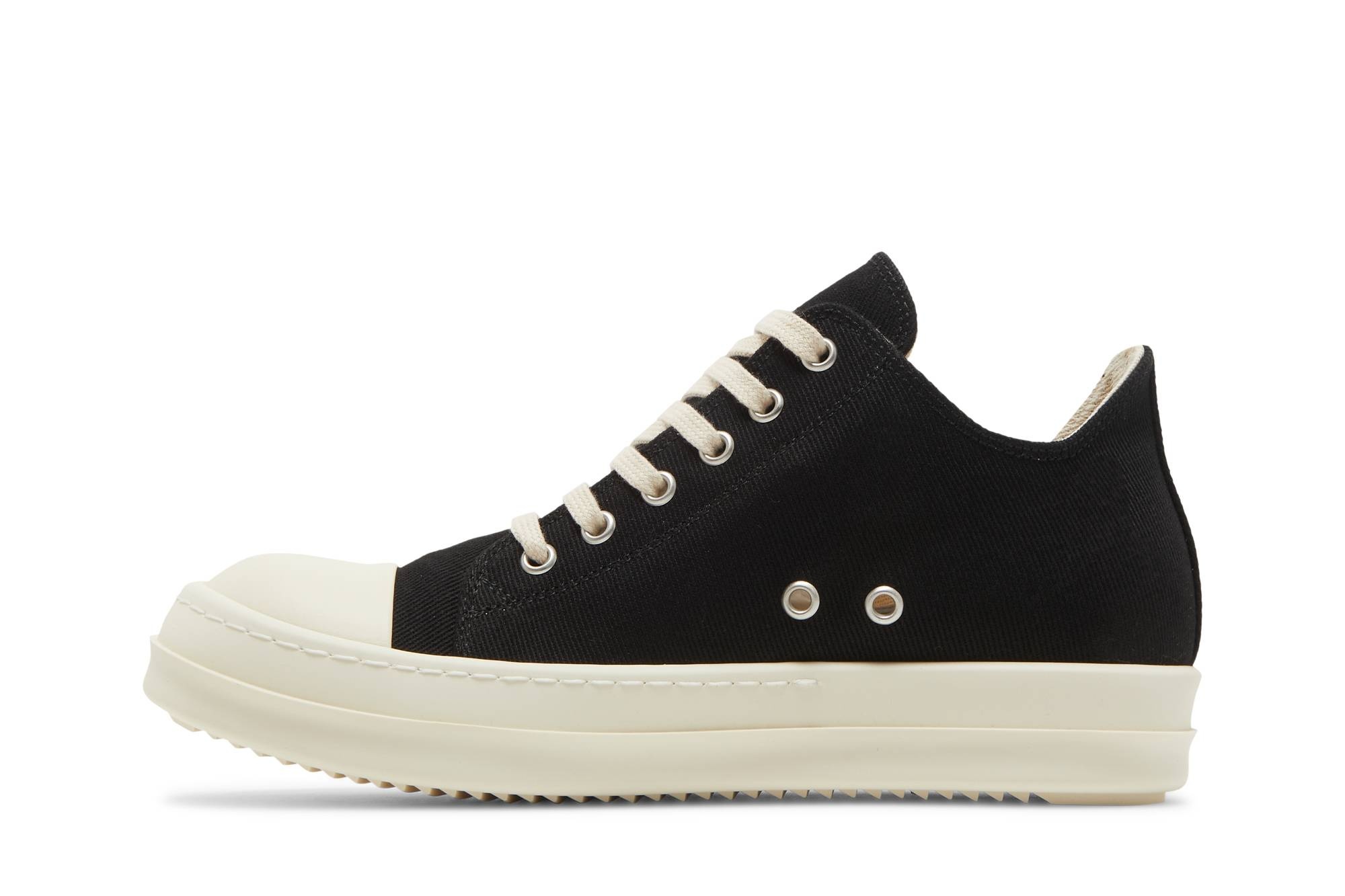 Rick Owens Wmns DRKSHDW Strobe Cotton Denim Low 'Black Milk' - 3