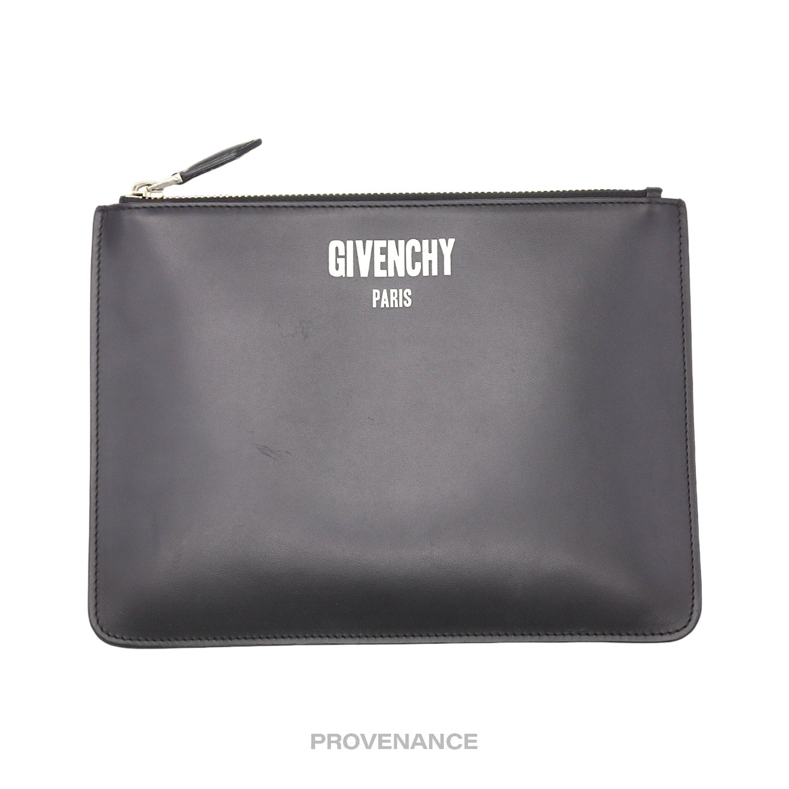 Givenchy Logo Zip Pouch Clutch Bag - Black Leather - 2