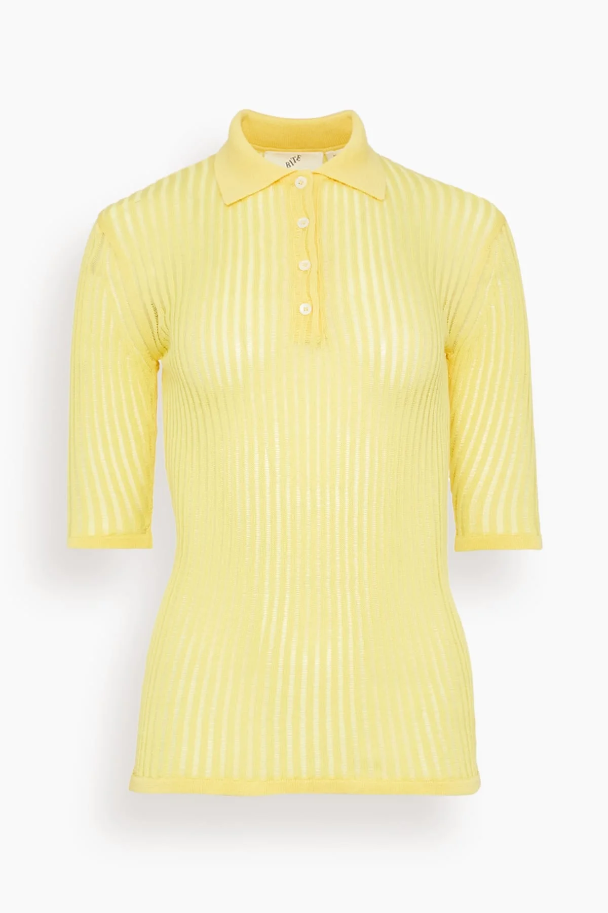 Cotton Net Rib Top in Daffodil - 1
