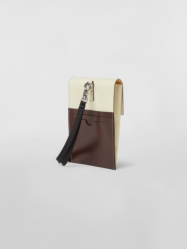 BI-COLOURED GREY AND BROWN PVC MOBILE POUCH - 3