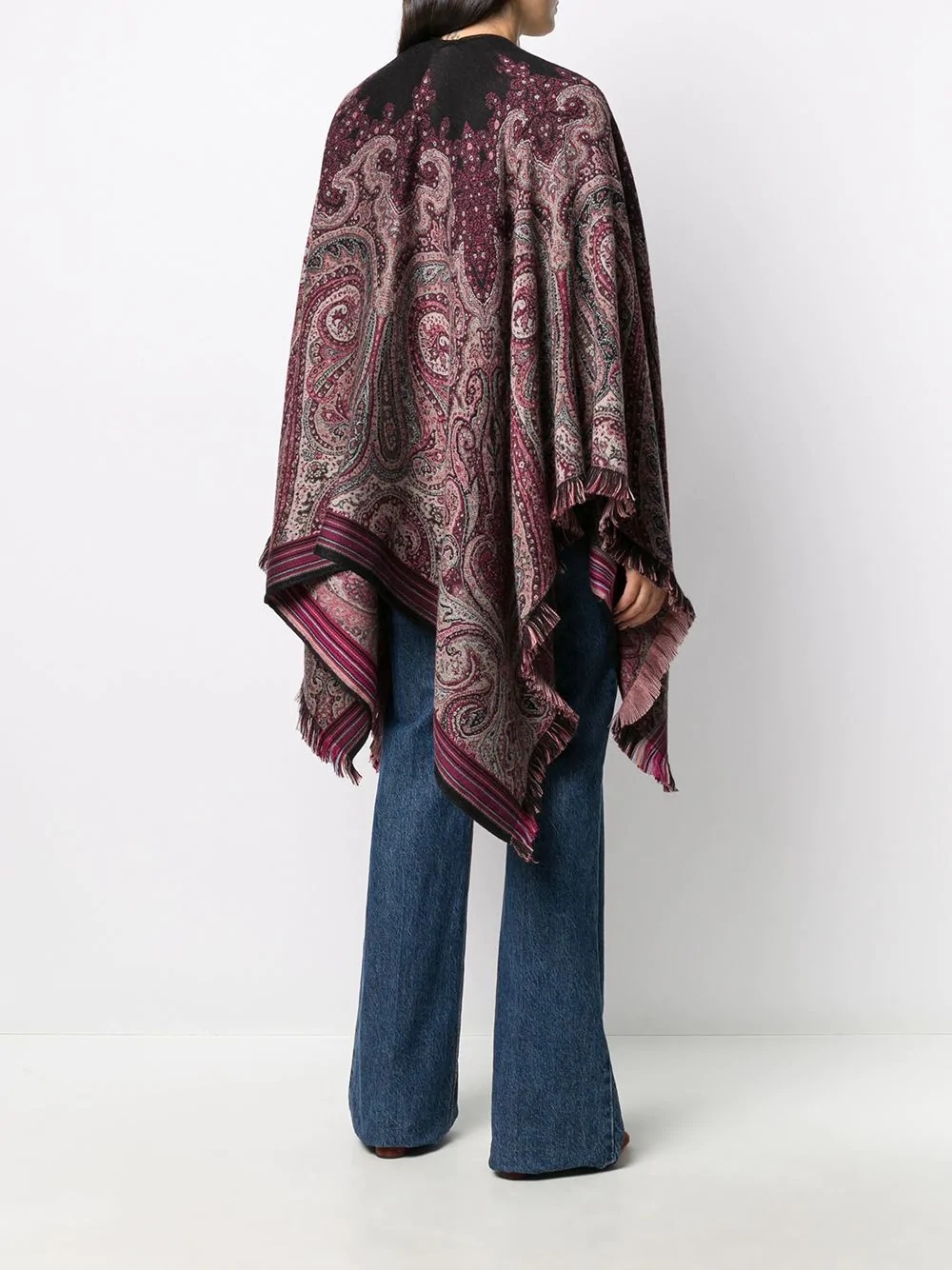 paisley-print frayed poncho - 4