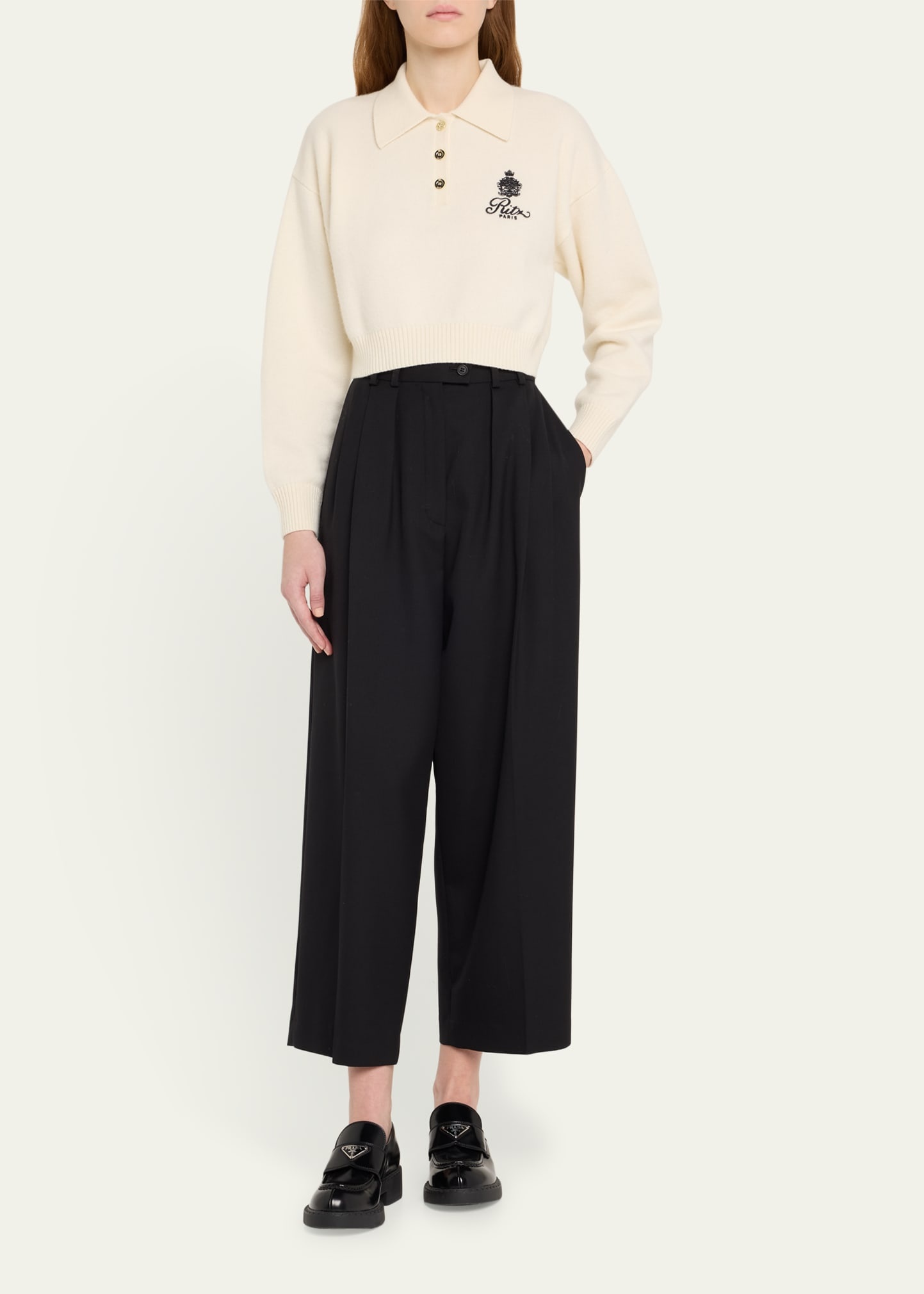 FRAME x Ritz Paris Crest Cashmere Polo Sweater - 2