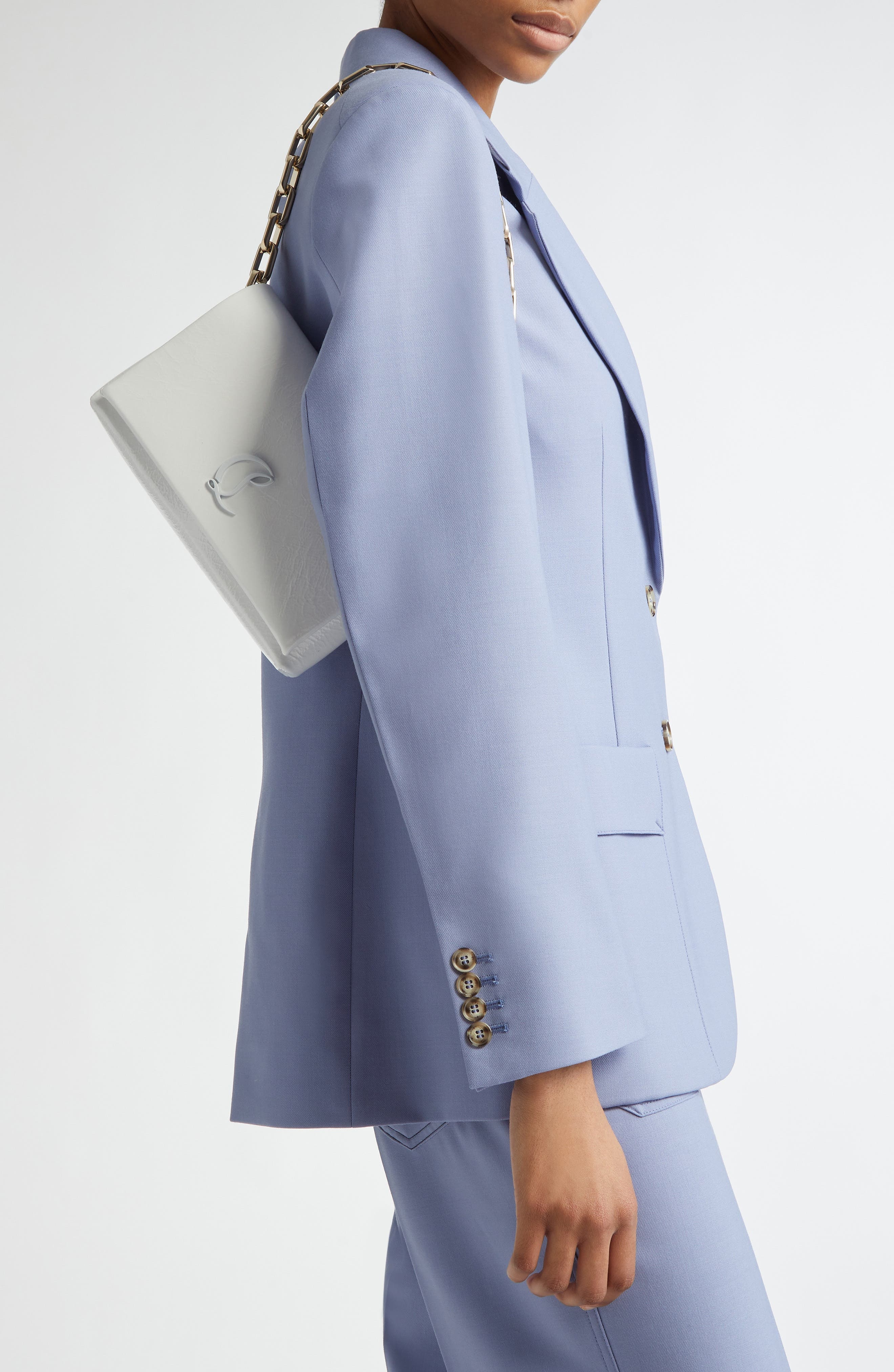 Christian Louboutin Loubi54 Soft Naplak Leather Shoulder Bag in Bianco at Nordstrom - 2