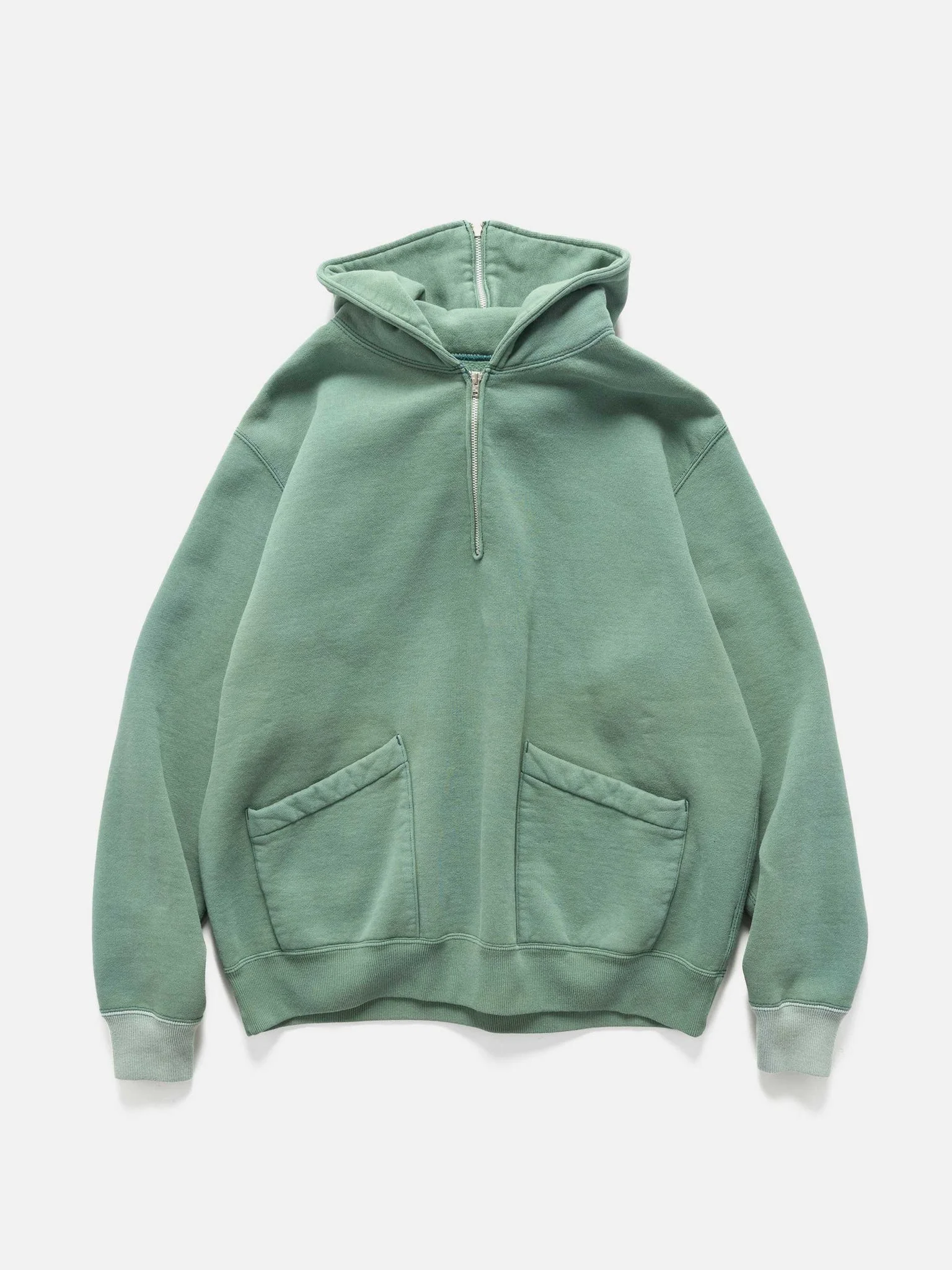 Sailor Hood Half Zip Sweatshirt Green - 1