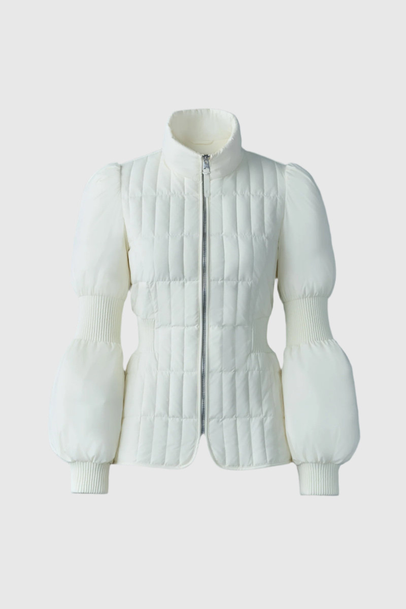 MACKAGE FELICIA Light down vertical quilted jacket smocked at waist outlook