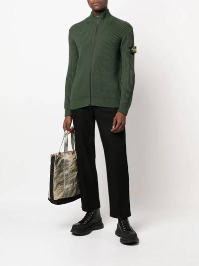 Stone Island Compass-patch ribbed-knit jumper outlook