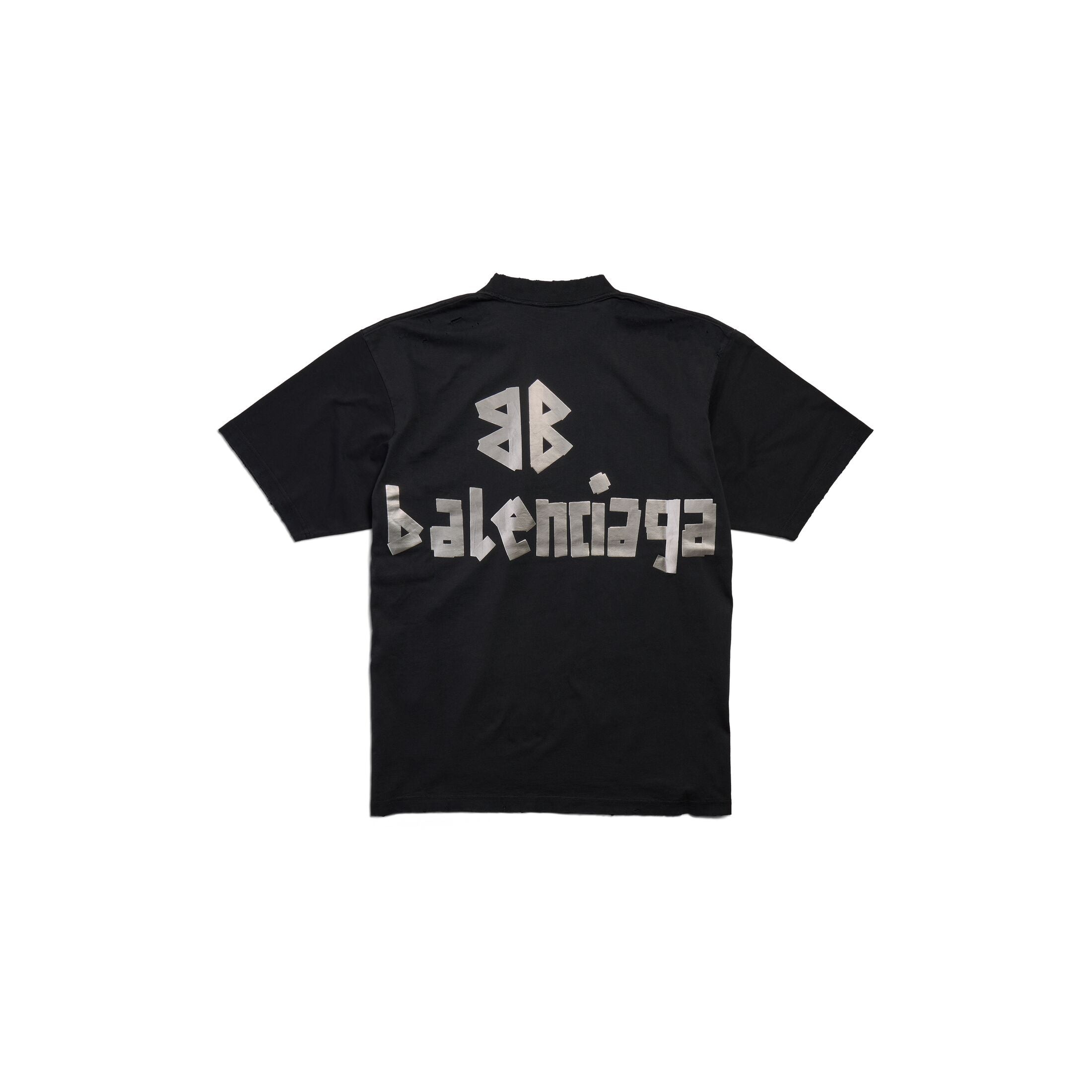 (WMNS) Balenciaga New Tape Type T-shirt Medium Fit 'Black' 739784TQVQ81073 - 2