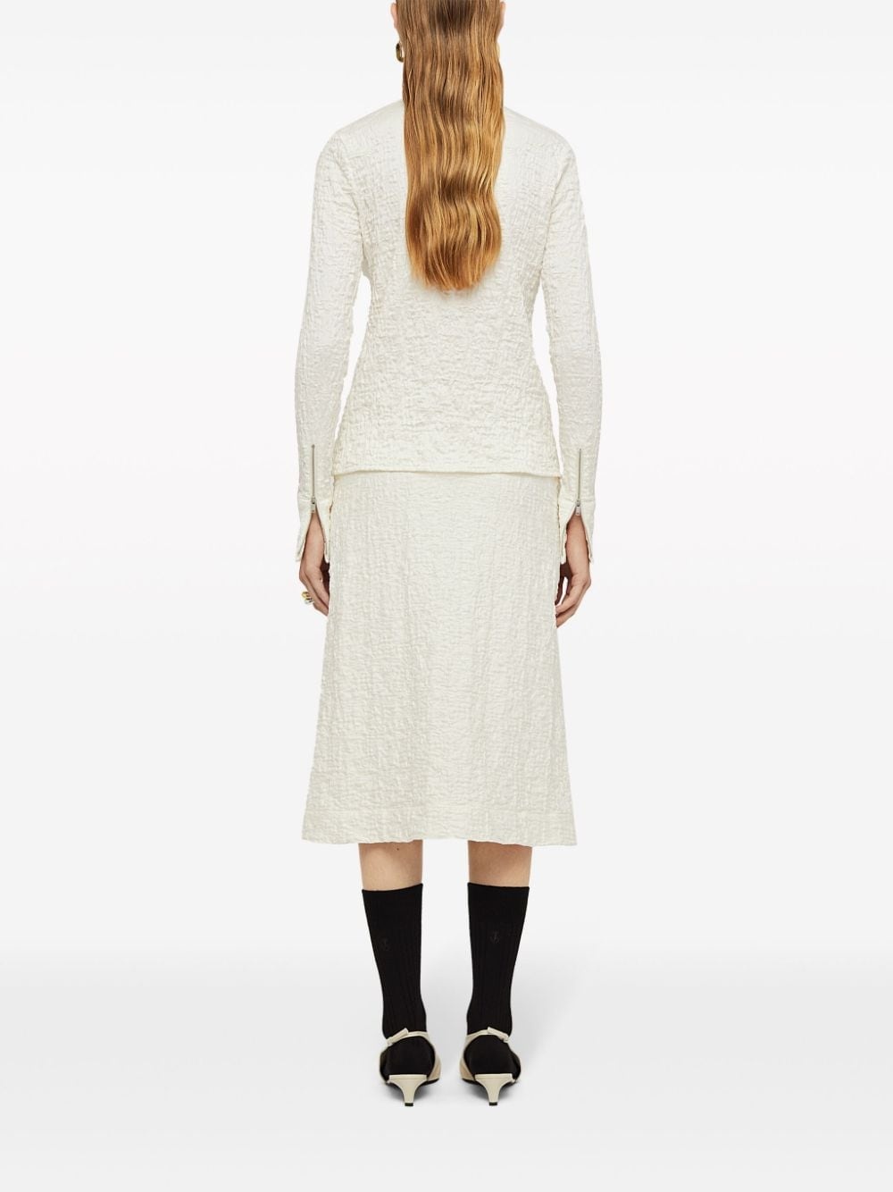textured-finish zip-up midi skirt - 4