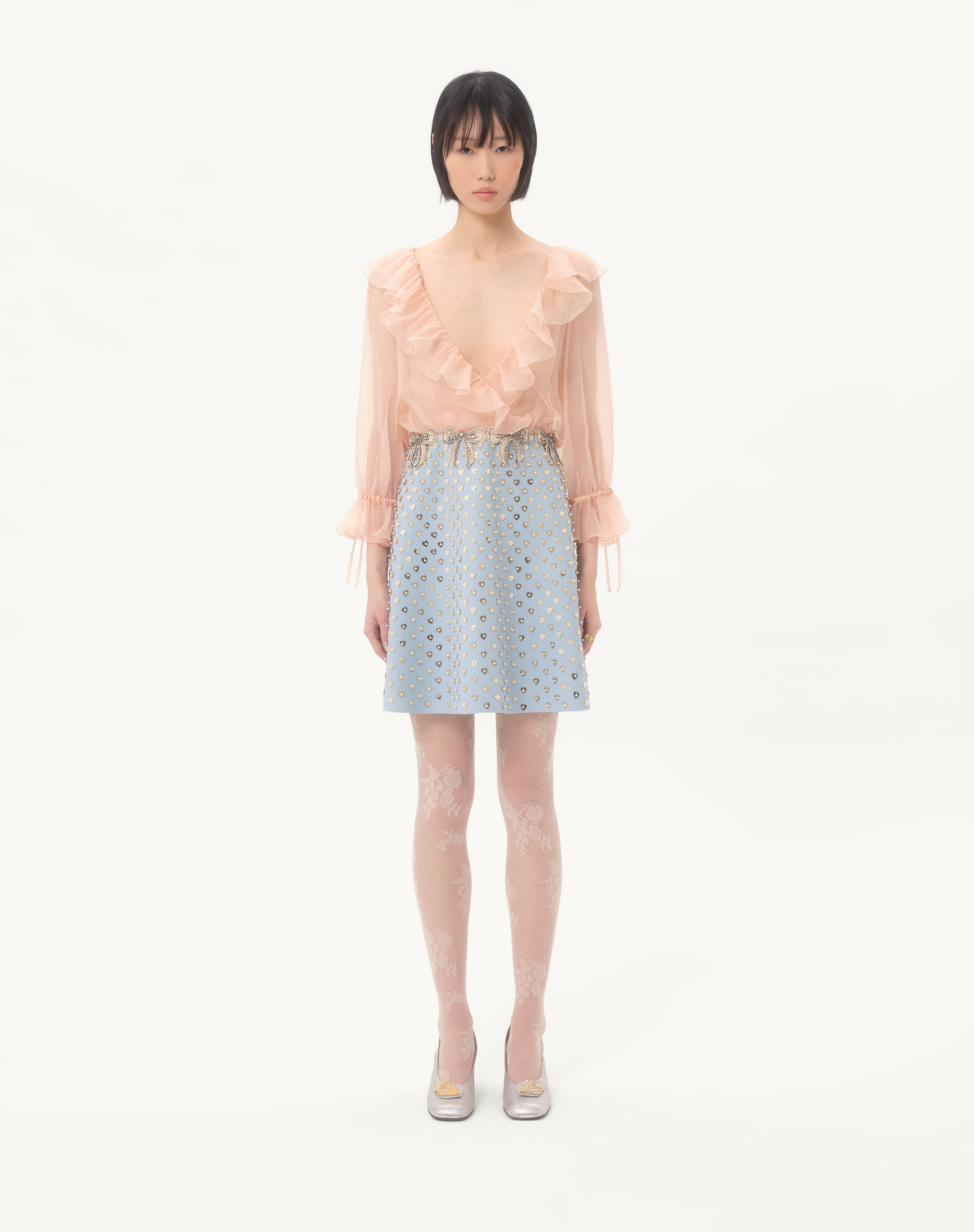 EMBROIDERED CREPE COUTURE SHORT DRESS - 5