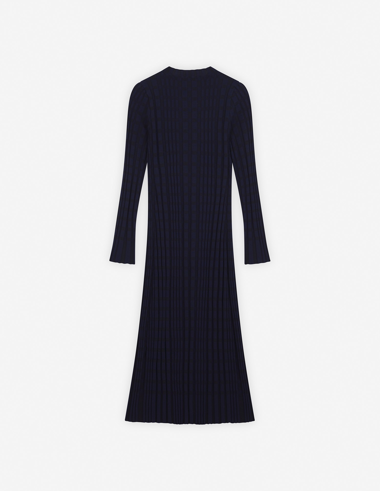 CHECKED RIBBED LONG DRESS - 6