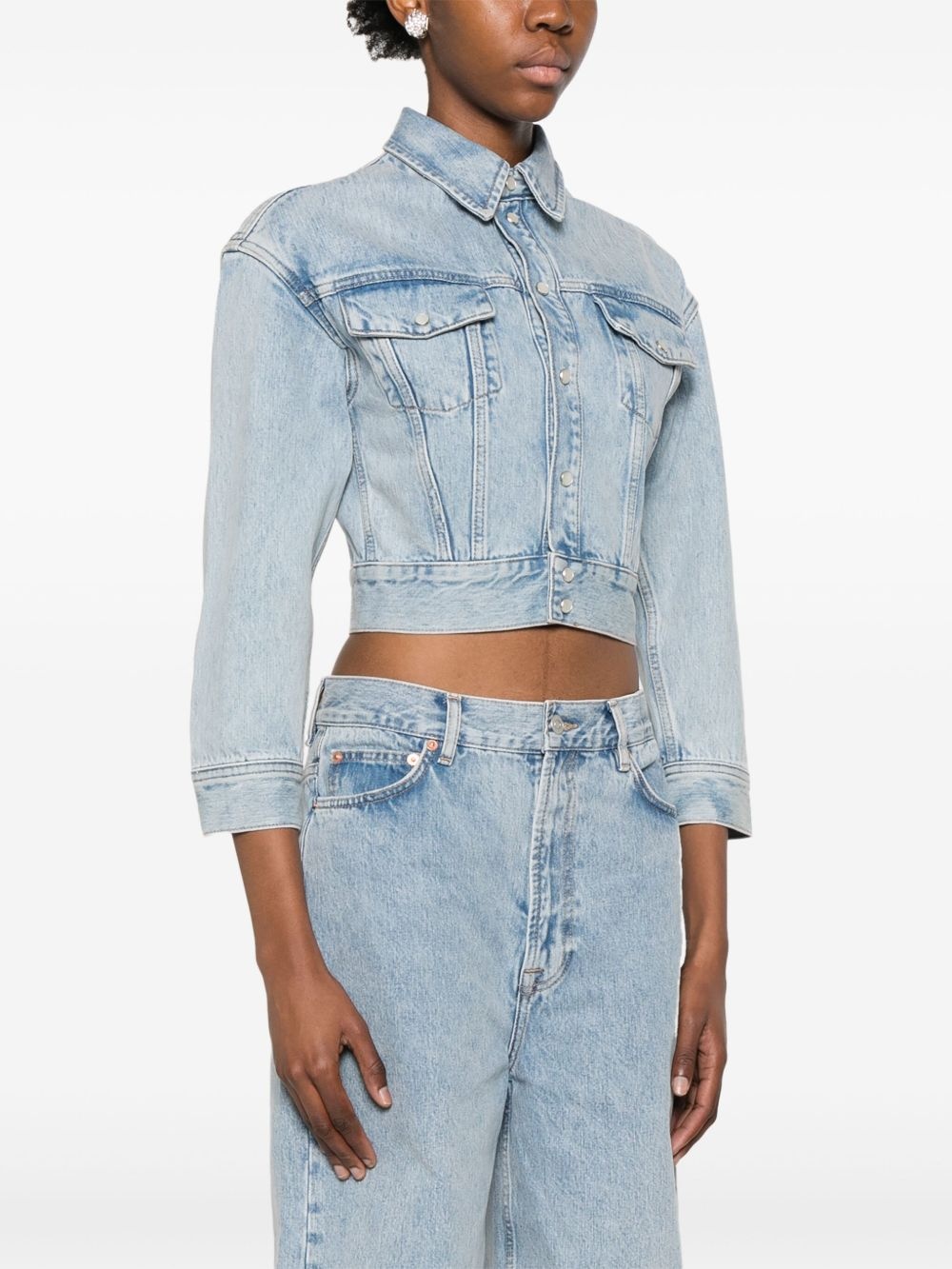 cropped denim jacket - 3
