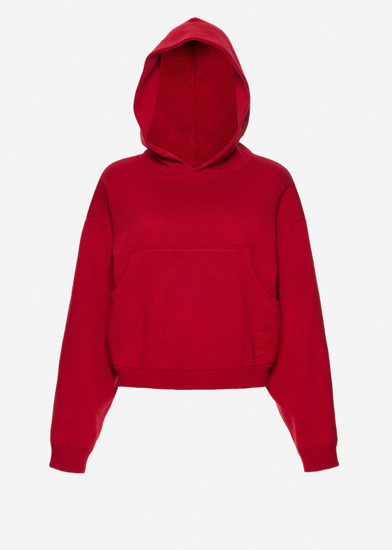 Cashmere and cotton hoodie in red 1