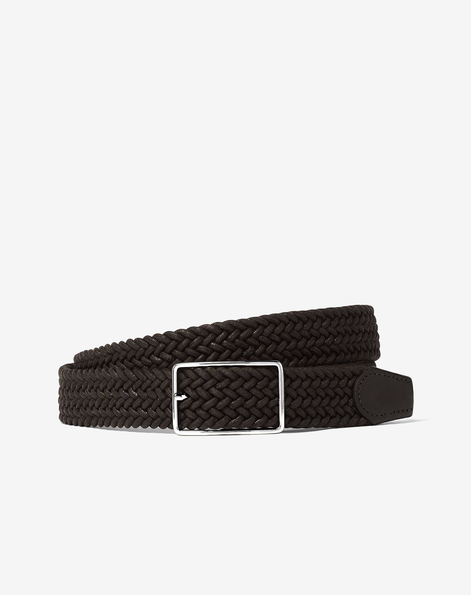 Brown braided belt in waxed cotton - 1