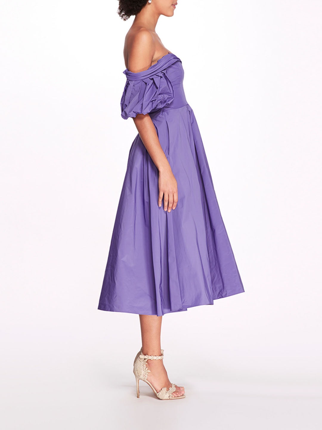 OFF SHOULDER TAFFETA BUBBLE DRESS - 3