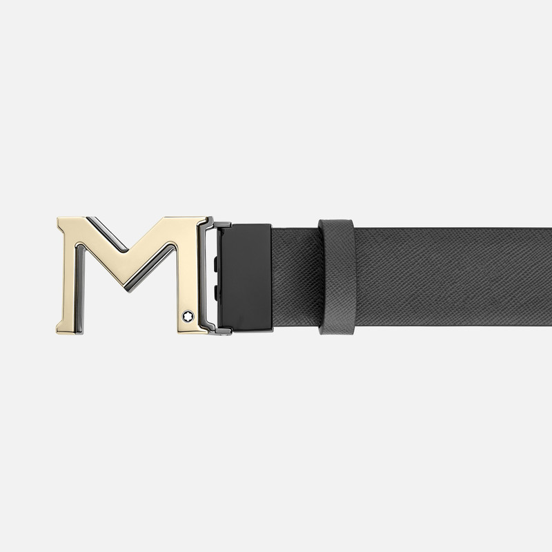 M buckle brown/gray 35 mm reversible leather belt 3