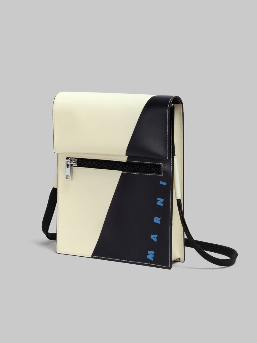 WHITE AND BLACK TRIBECA POUCH WITH SHOELACE STRAP - 5