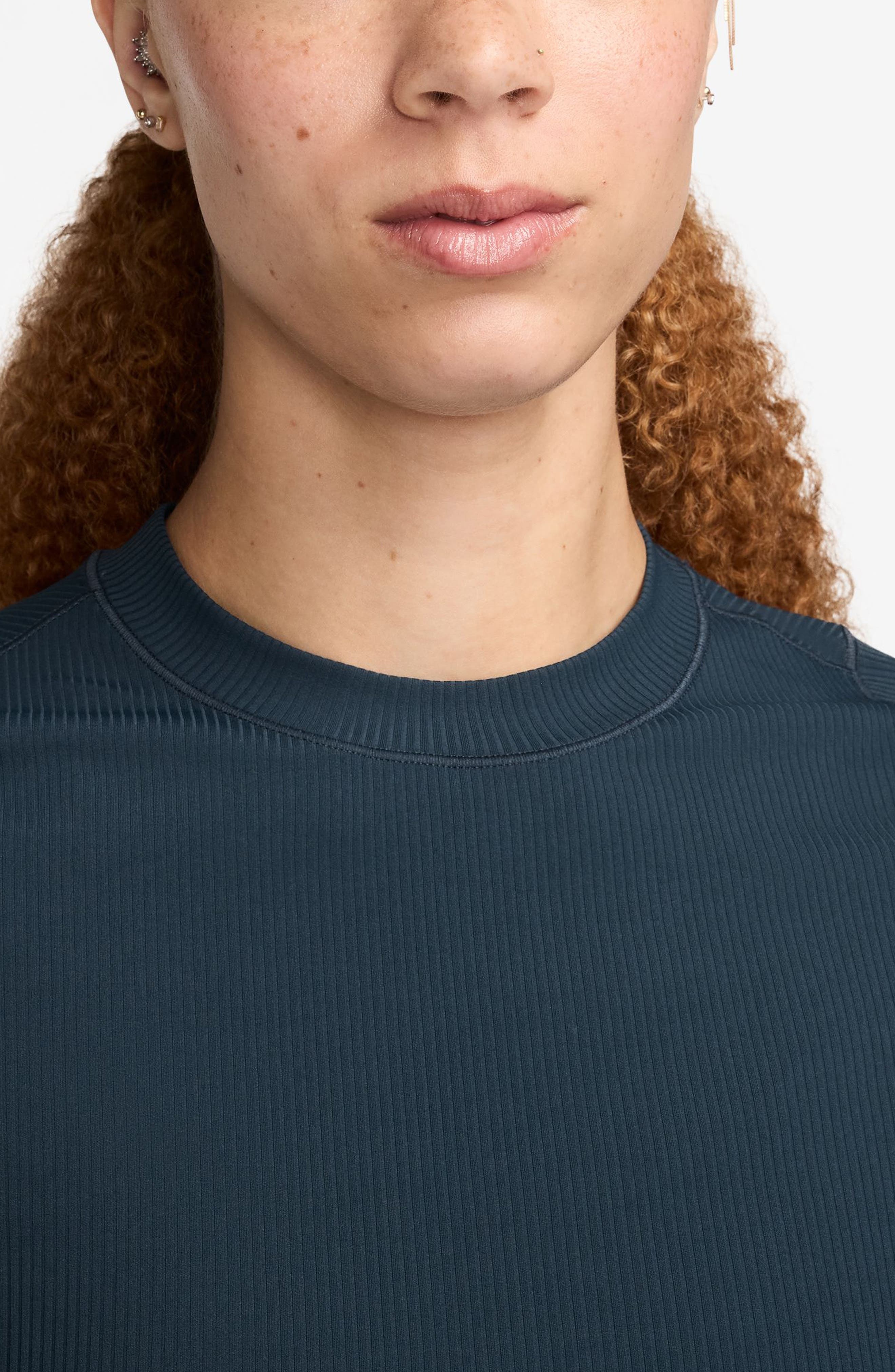 Nike Zenvy Dri-FIT Rib T-Shirt in Armory Navy/White at Nordstrom - 3
