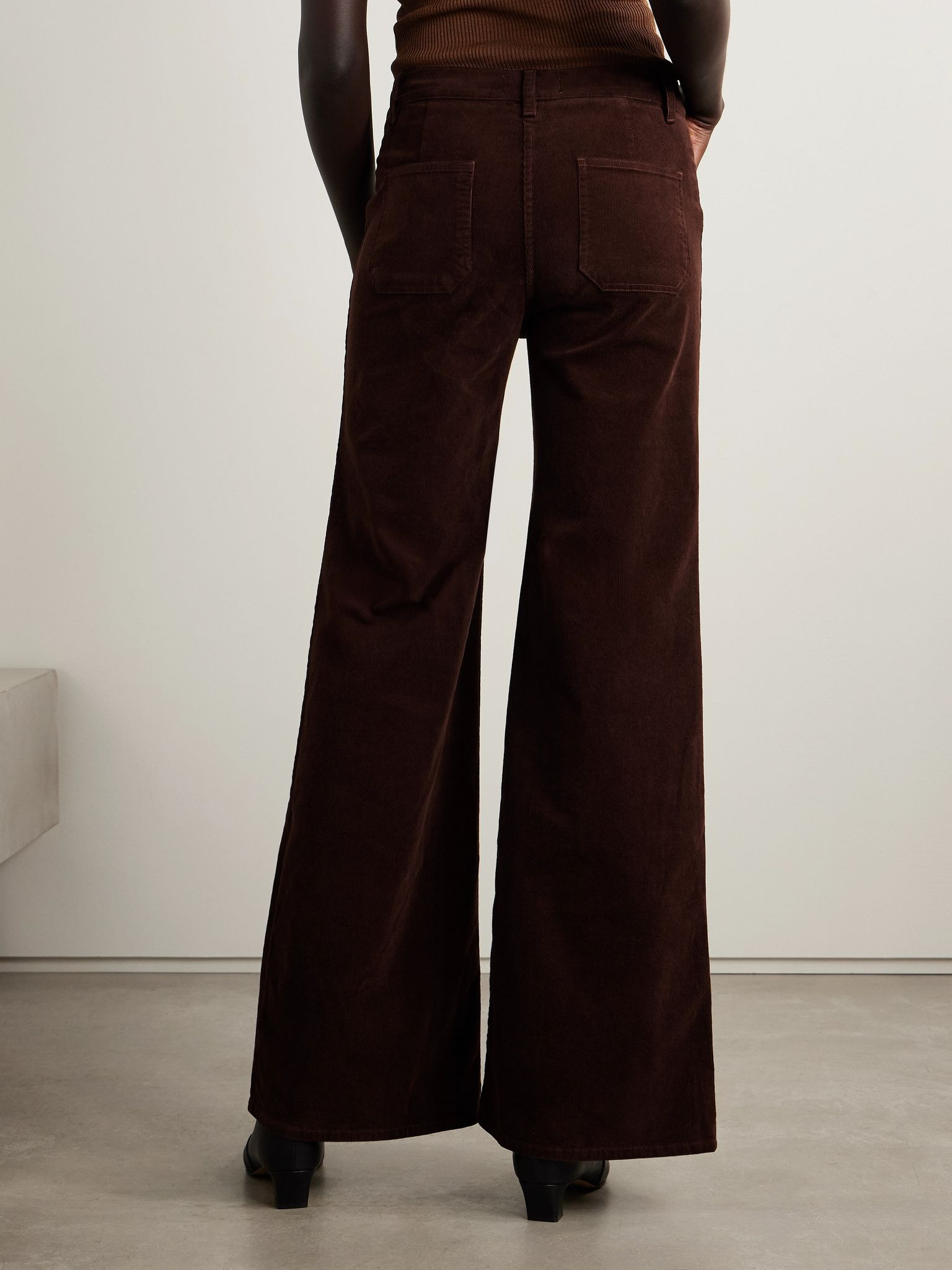 Florence cotton-blend corduroy flared pants Burgundy - 4