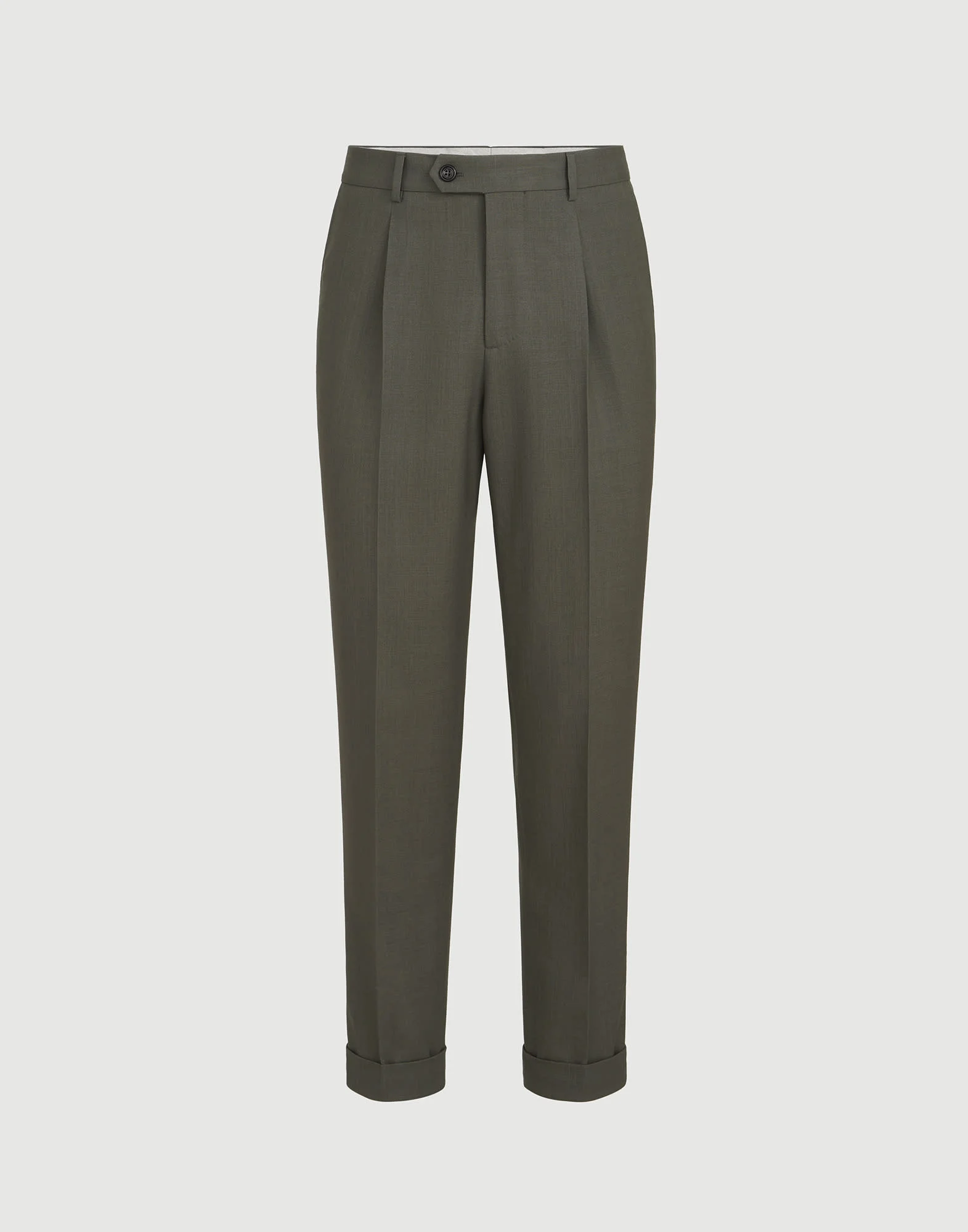 Virgin wool canvas trousers with pleat - 1