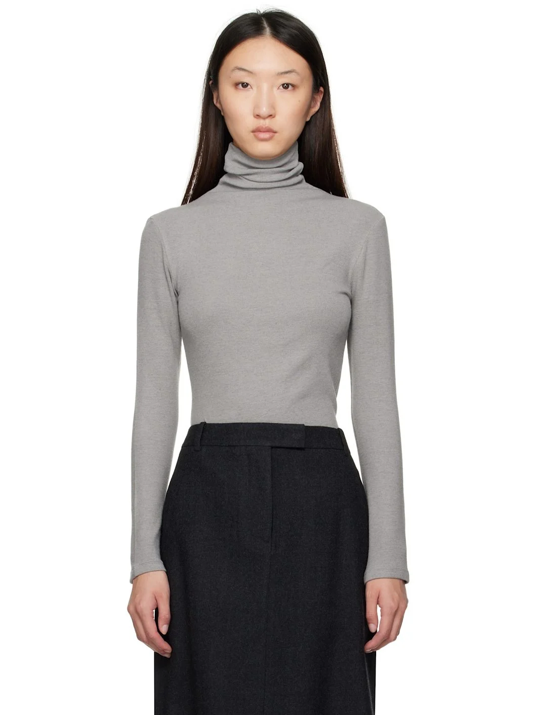 Gray Asymmetrical Turtleneck - 1