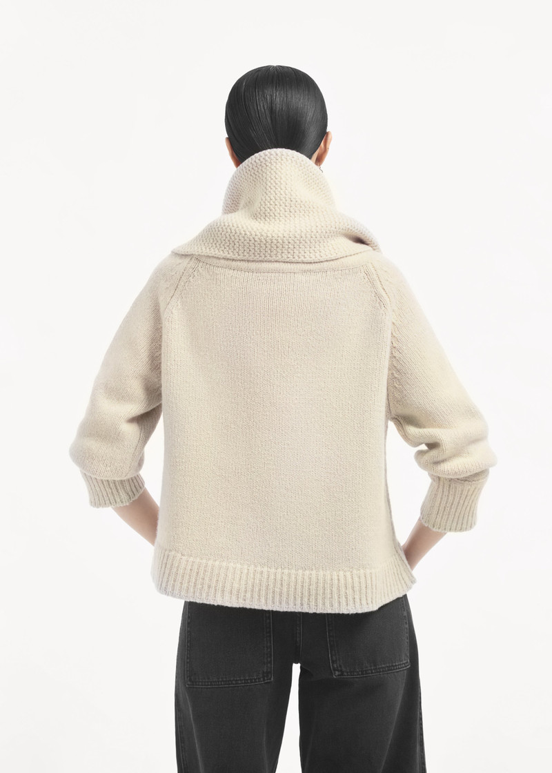 Funnel Neck Knit Cardigan in Wool Cashmere 5