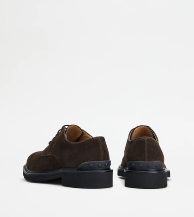 Tod's LACE-UPS IN SUEDE - BROWN outlook