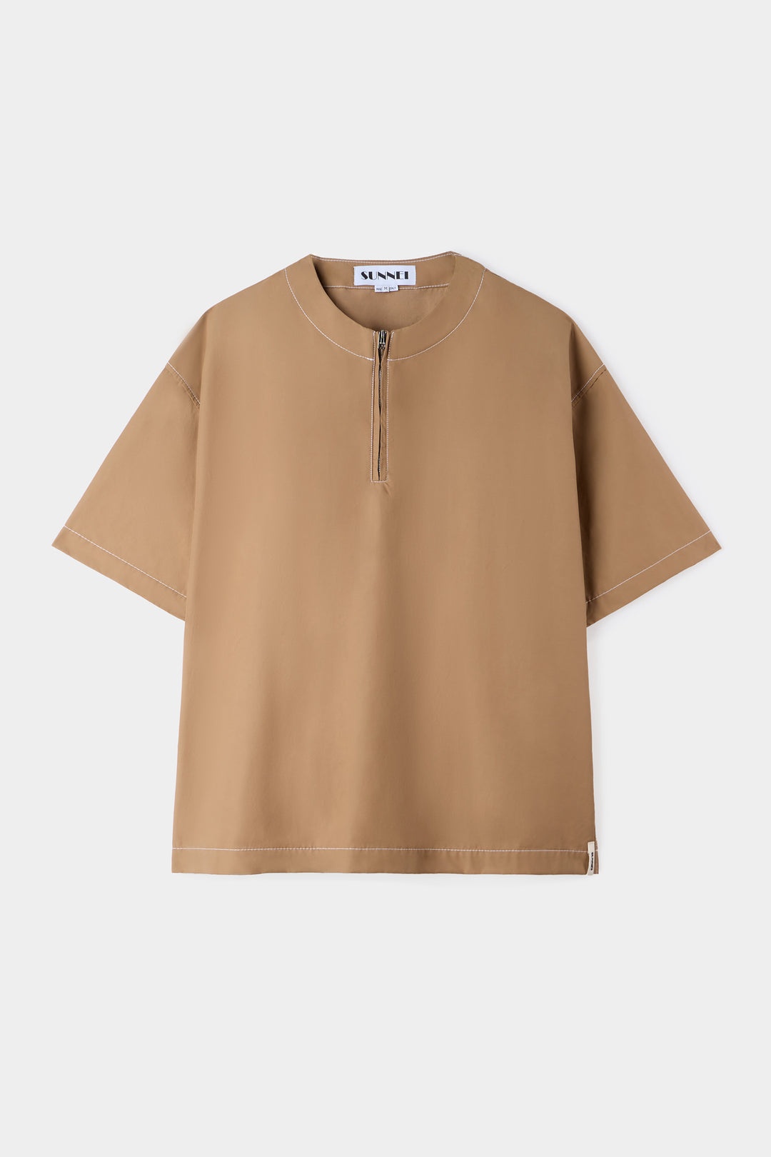 ZIPPED OVER T-SHIRT / dark beige - 2
