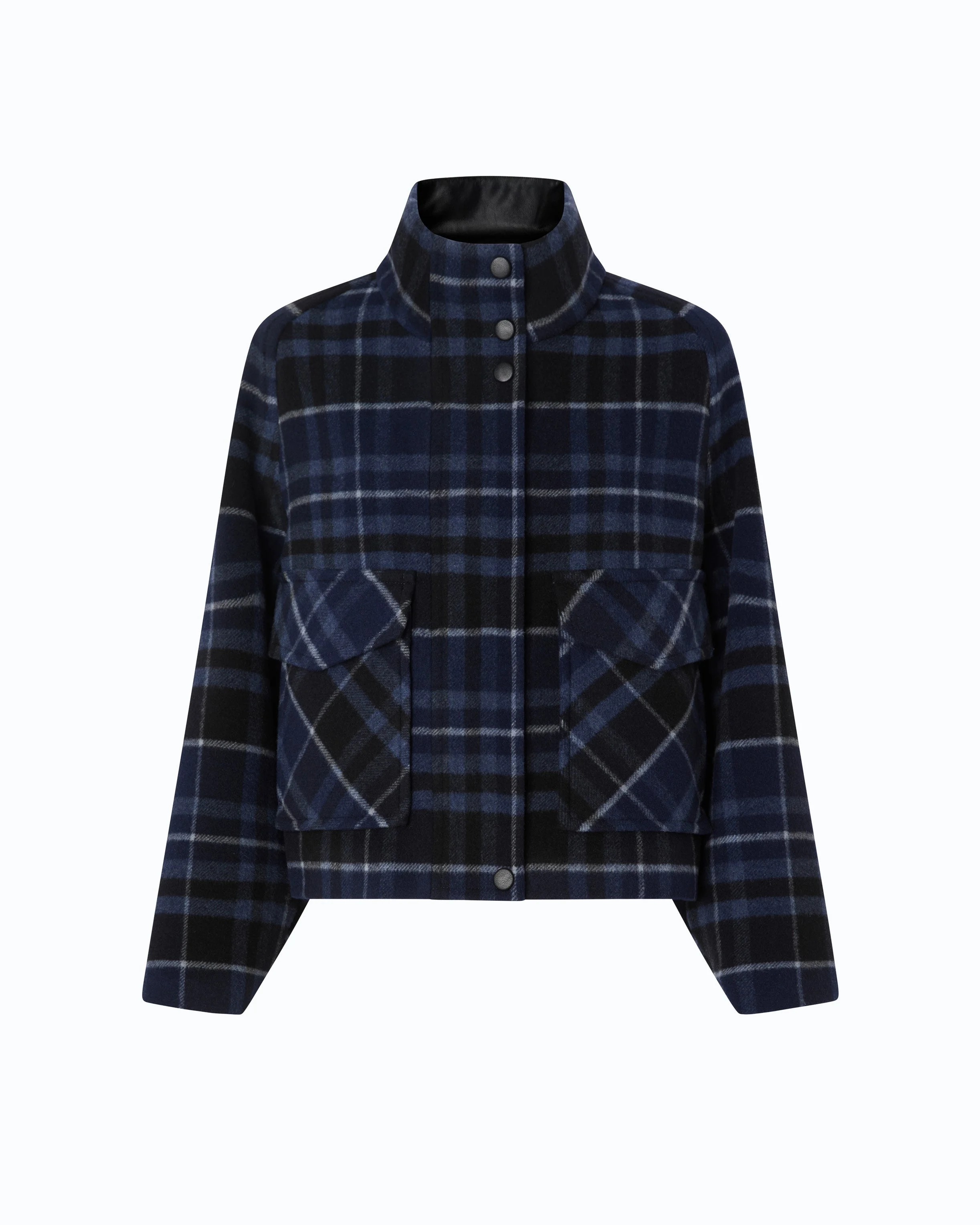 DOUBLE-LAYERED CLOTH PEA COAT WITH CHECK PATTERN - 1
