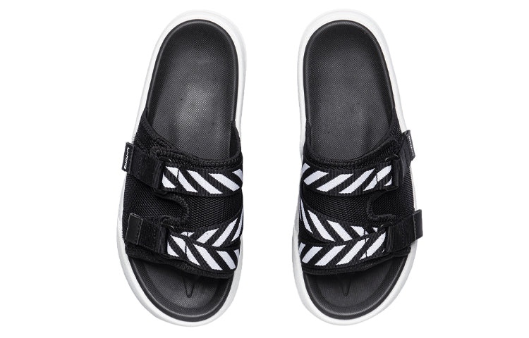(WMNS) Li-Ning Fashion Slides 'Black White' AGAR014-1 - 4