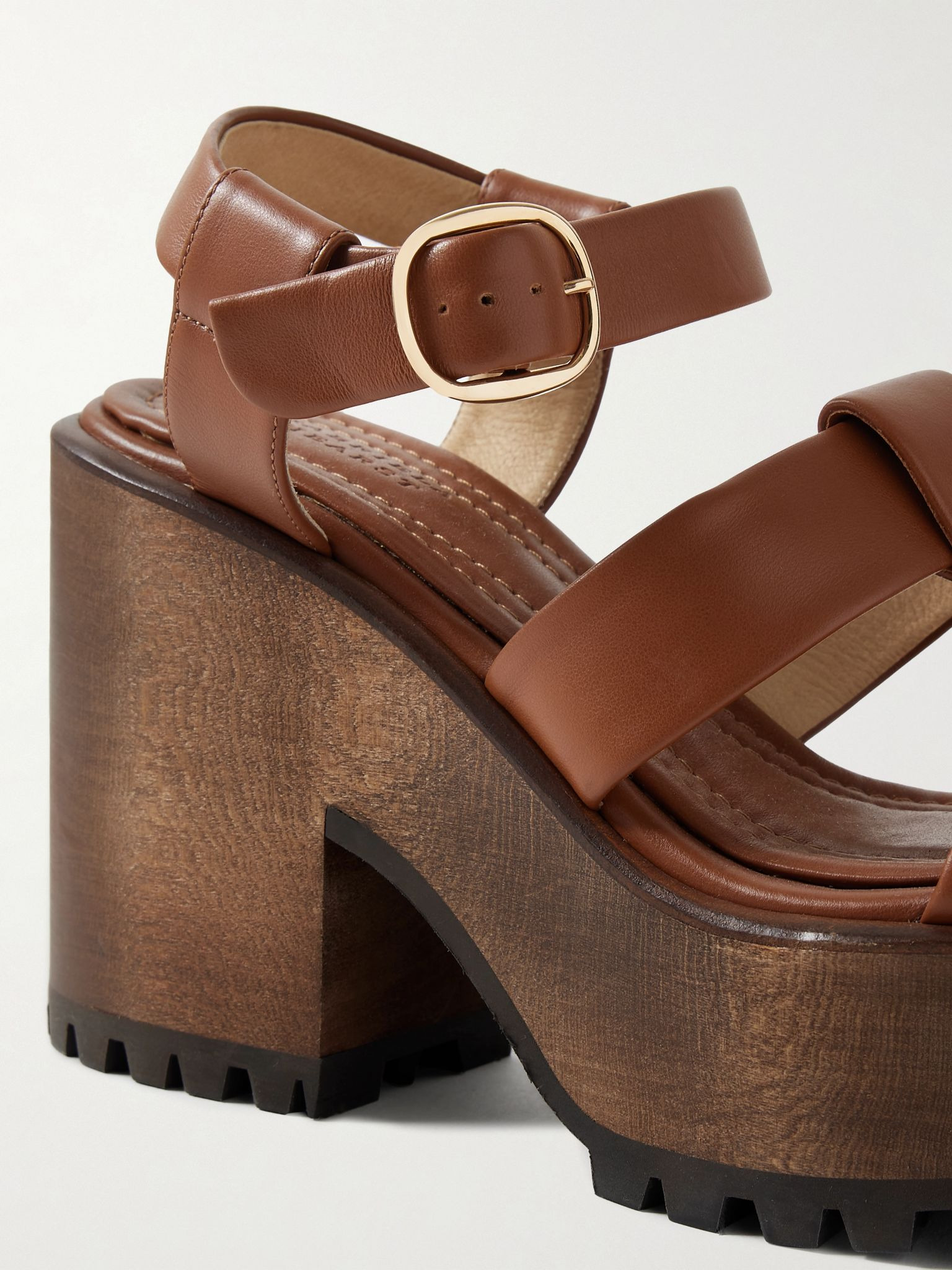 Hera leather platform sandals Tan - 4