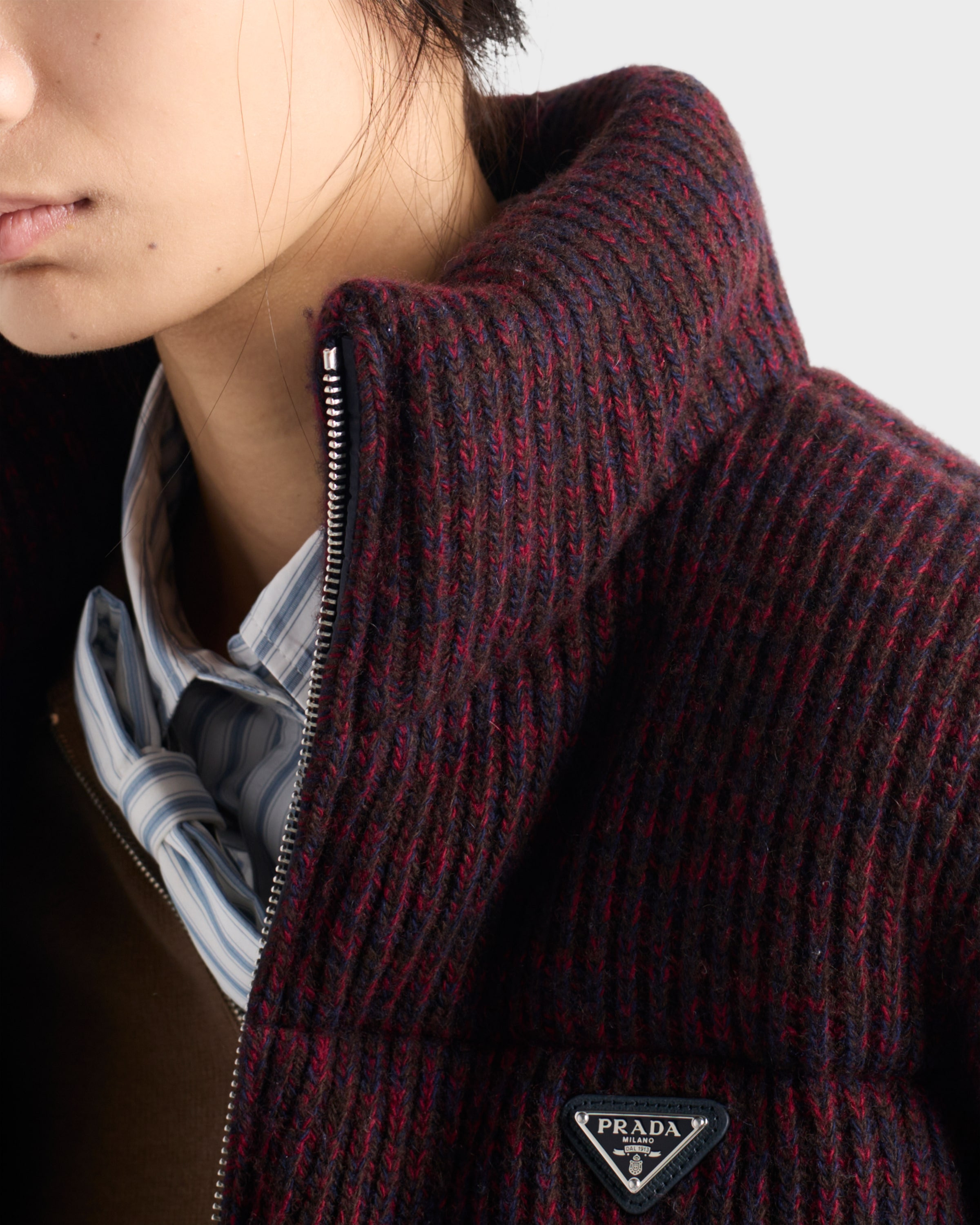 Cropped cashmere and wool down jacket - 3