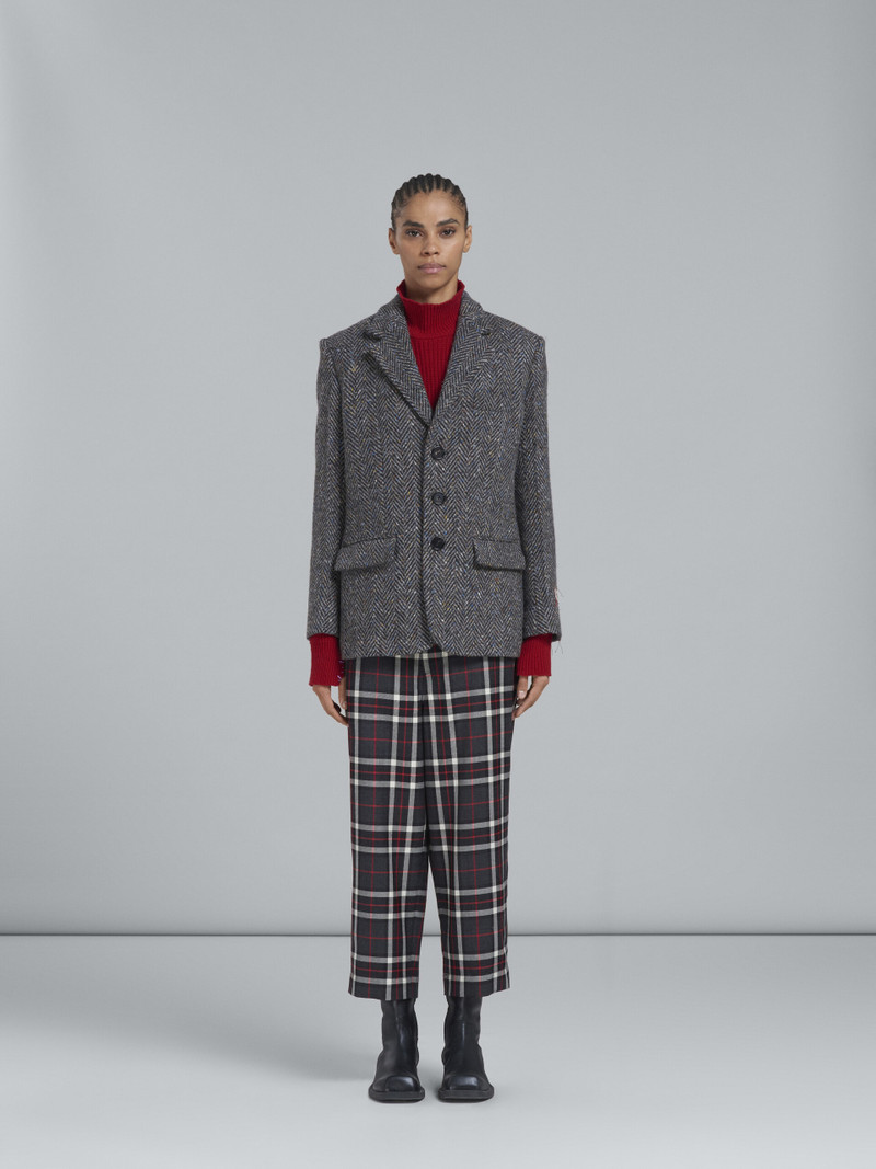 Marni GREY TARTAN WOOL CROPPED PANTS outlook