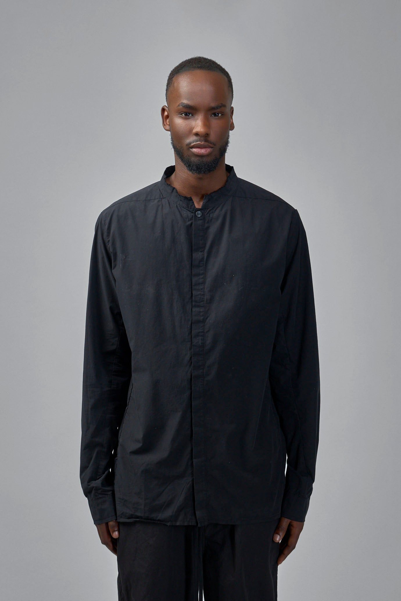 Long Cotton Shirt Stand Up Collar - 3