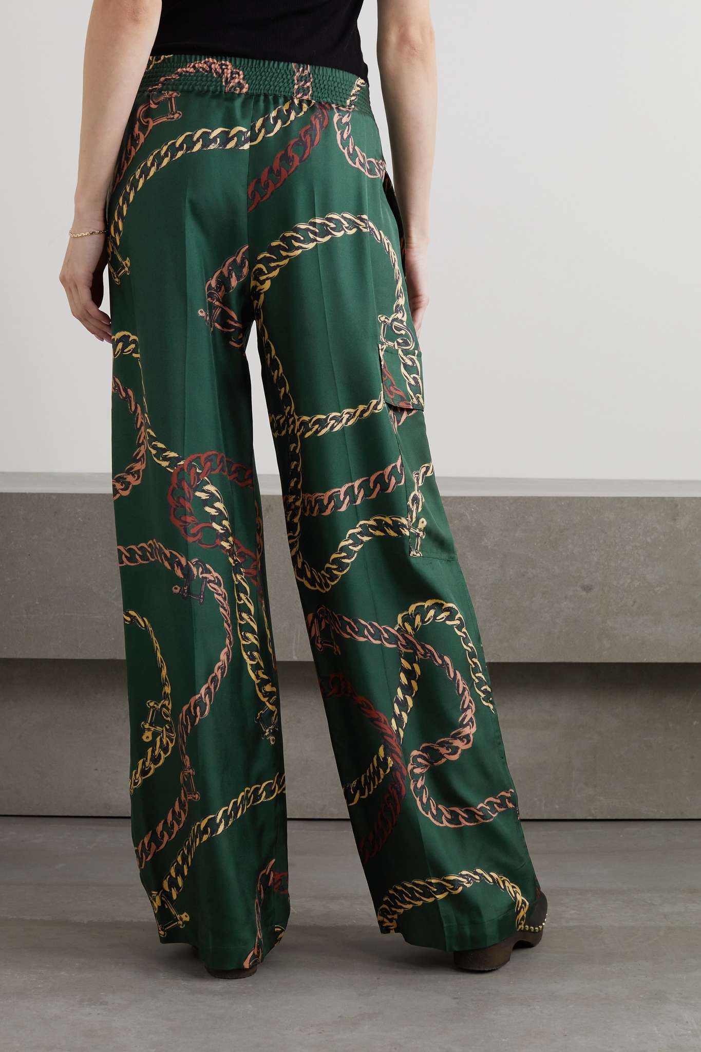 Printed silk-twill pants - 4