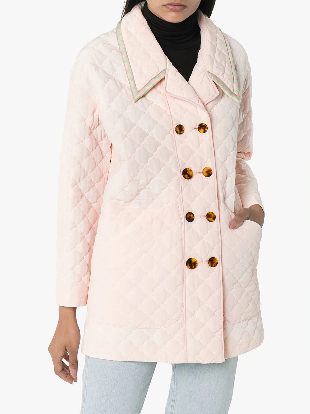 quilted double-breasted coat - 2