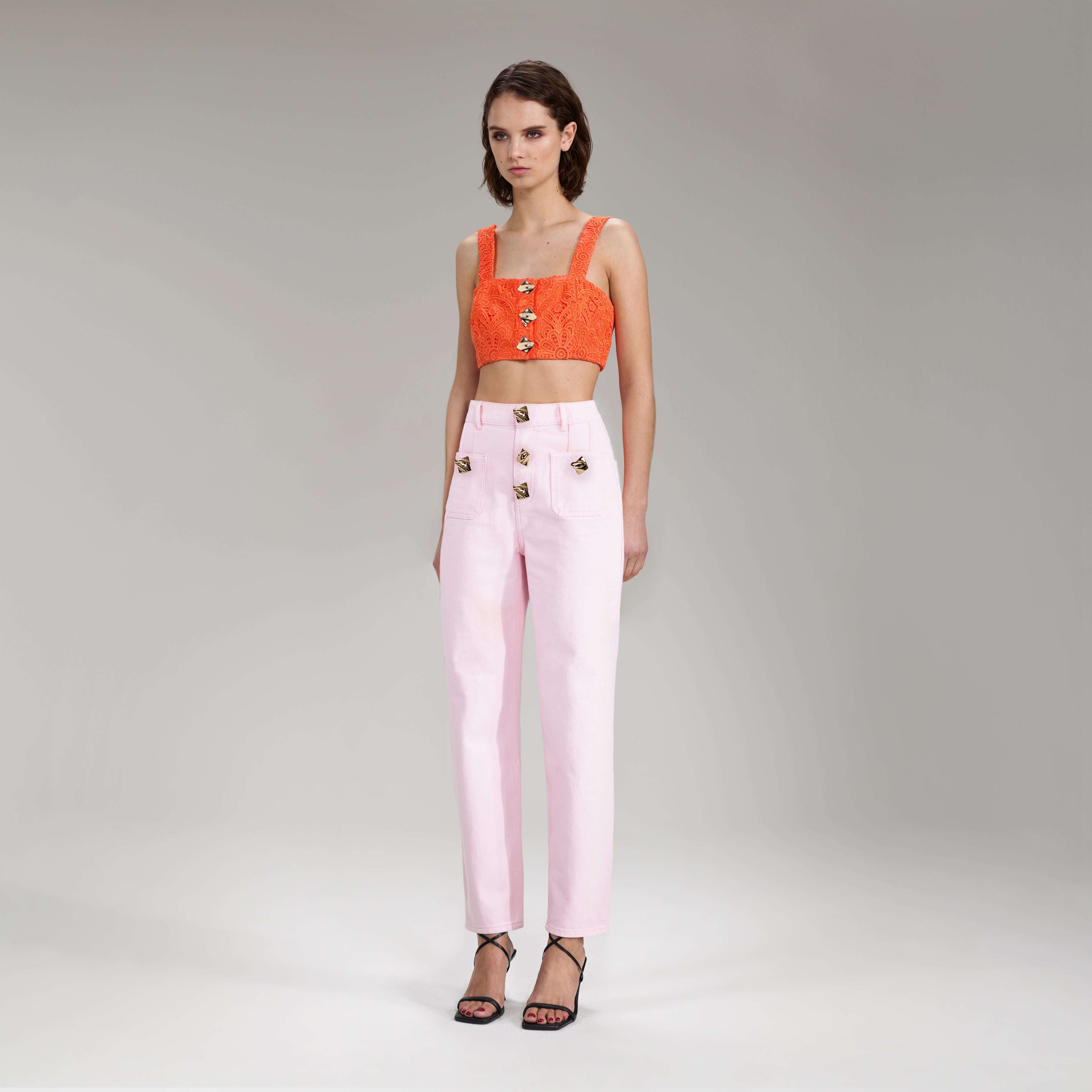 Light Pink Denim Straight Leg Jeans 30" - 2