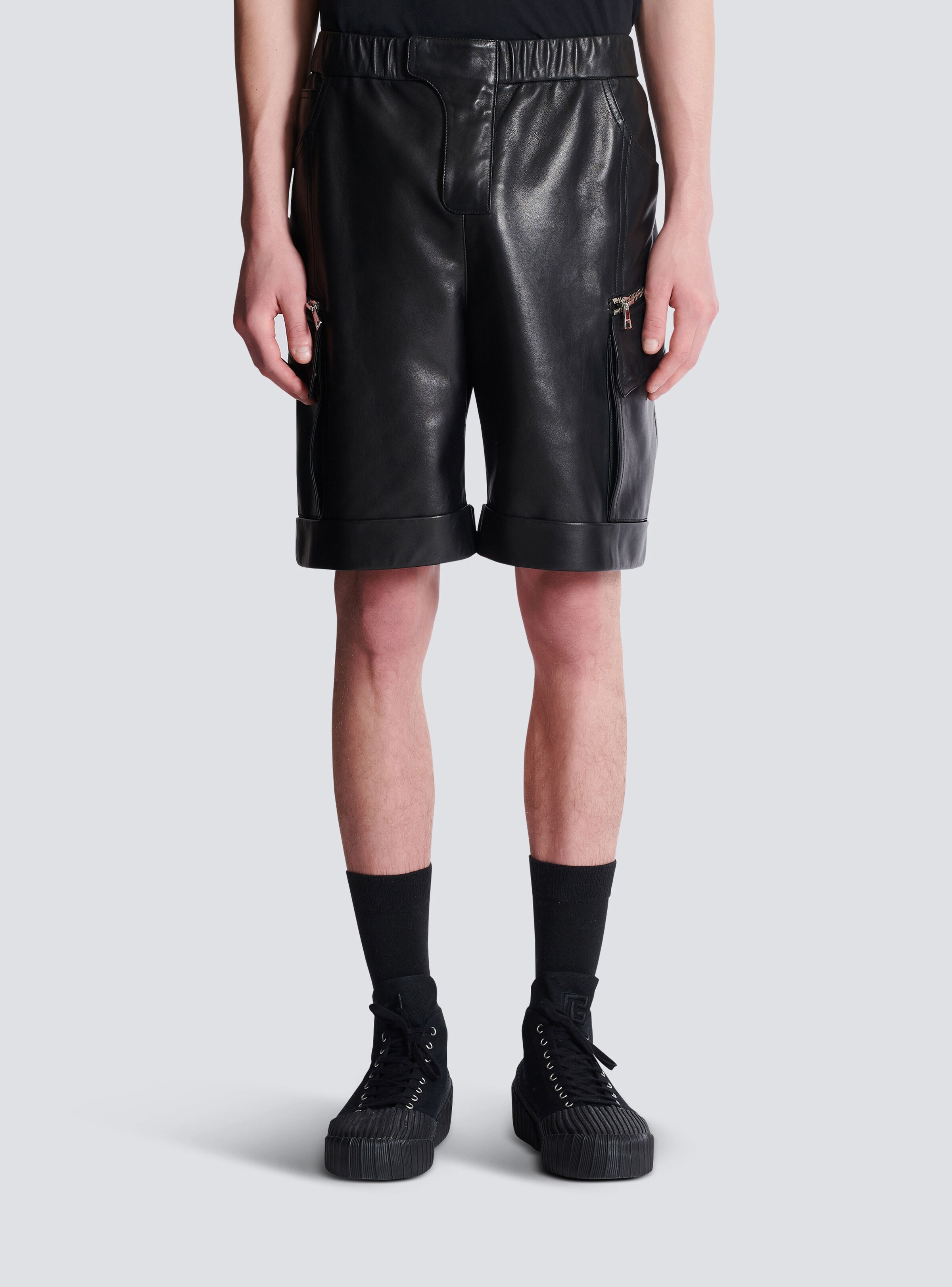 Leather cargo Bermuda shorts - 5
