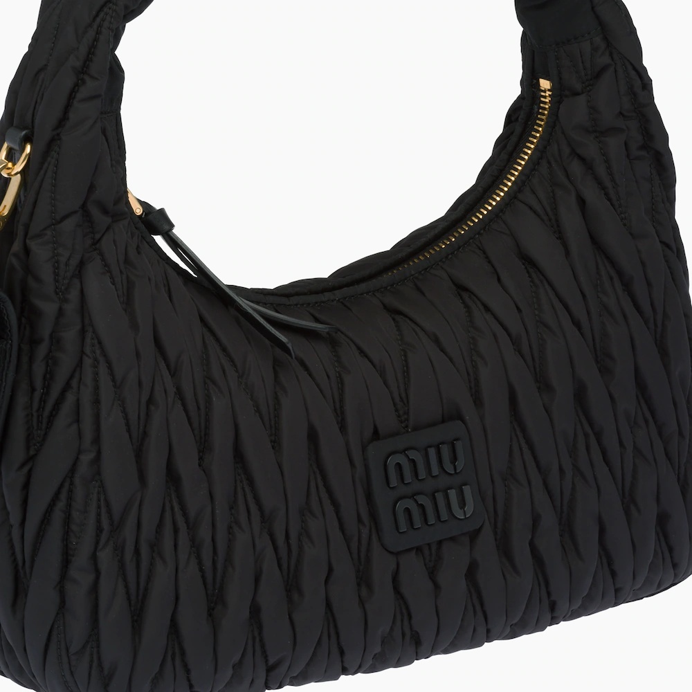 Miu Wander matelassé regenerated nylon hobo bag - 6