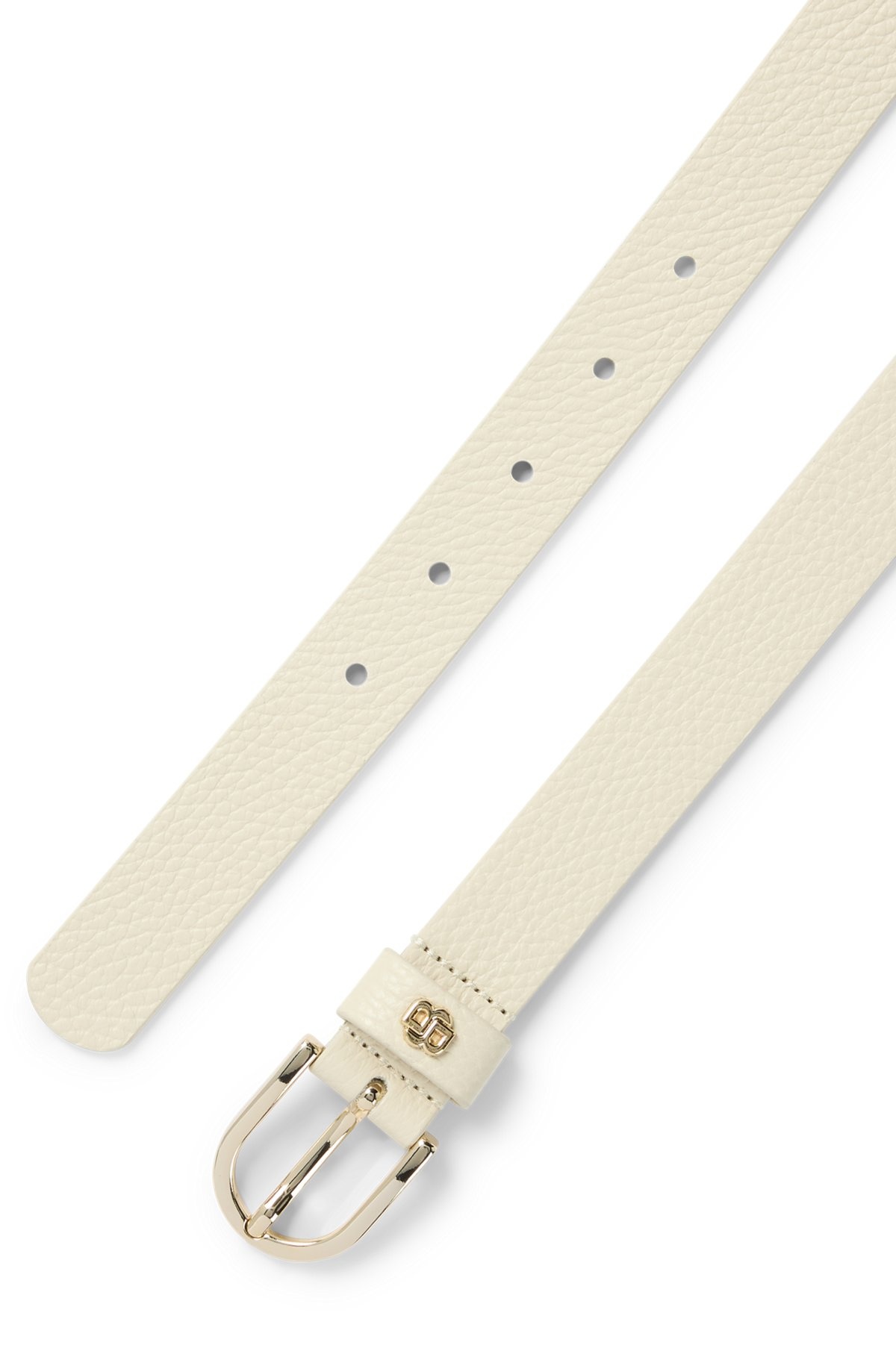 GRAINED-LEATHER BELT WITH DOUBLE B MONOGRAM - 3