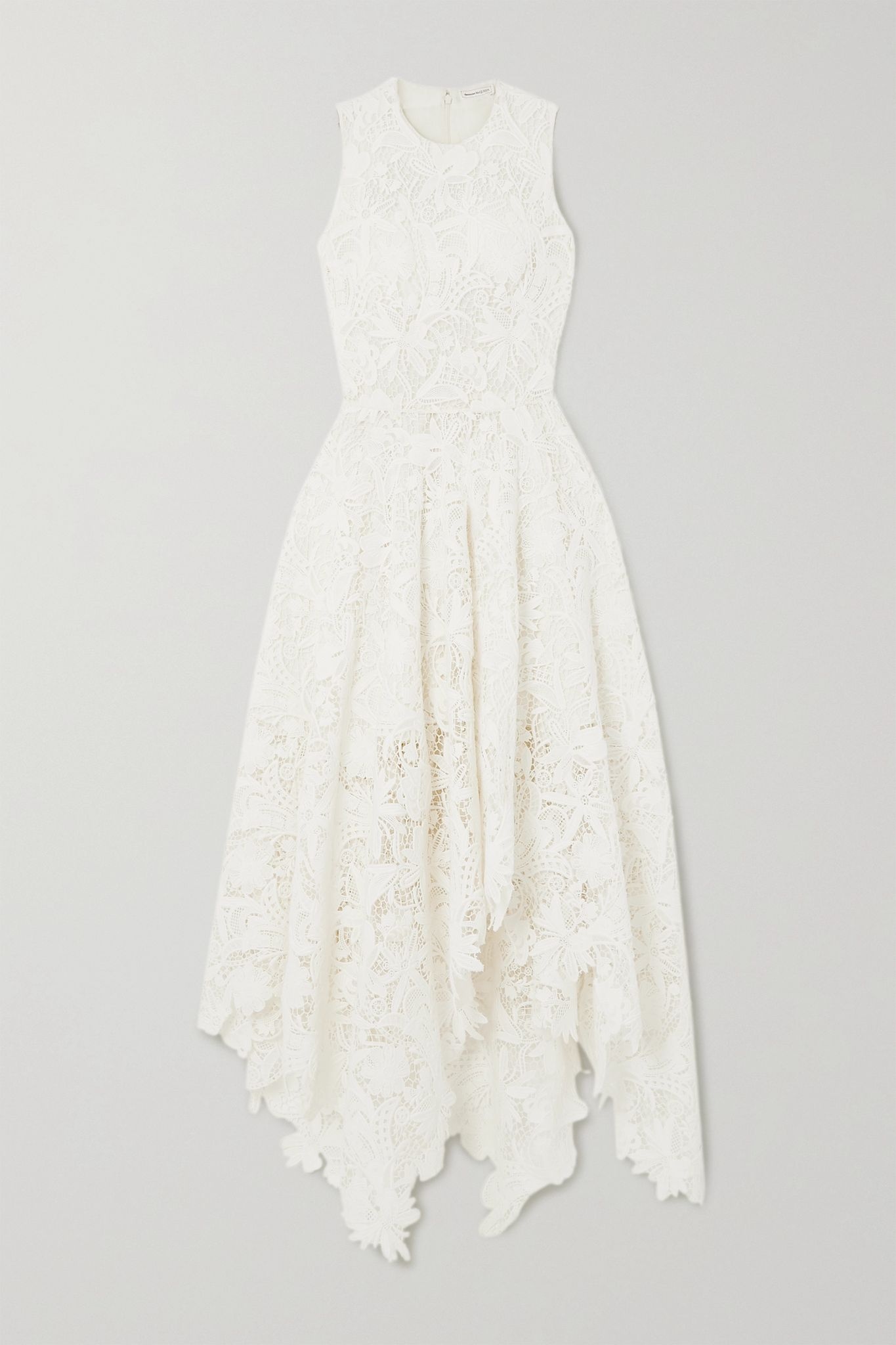 Asymmetric cotton-blend corded lace dress - 1