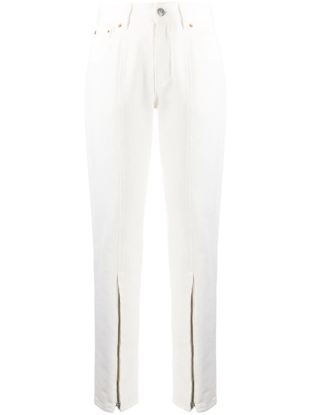 zip front tapered leg trousers - 1