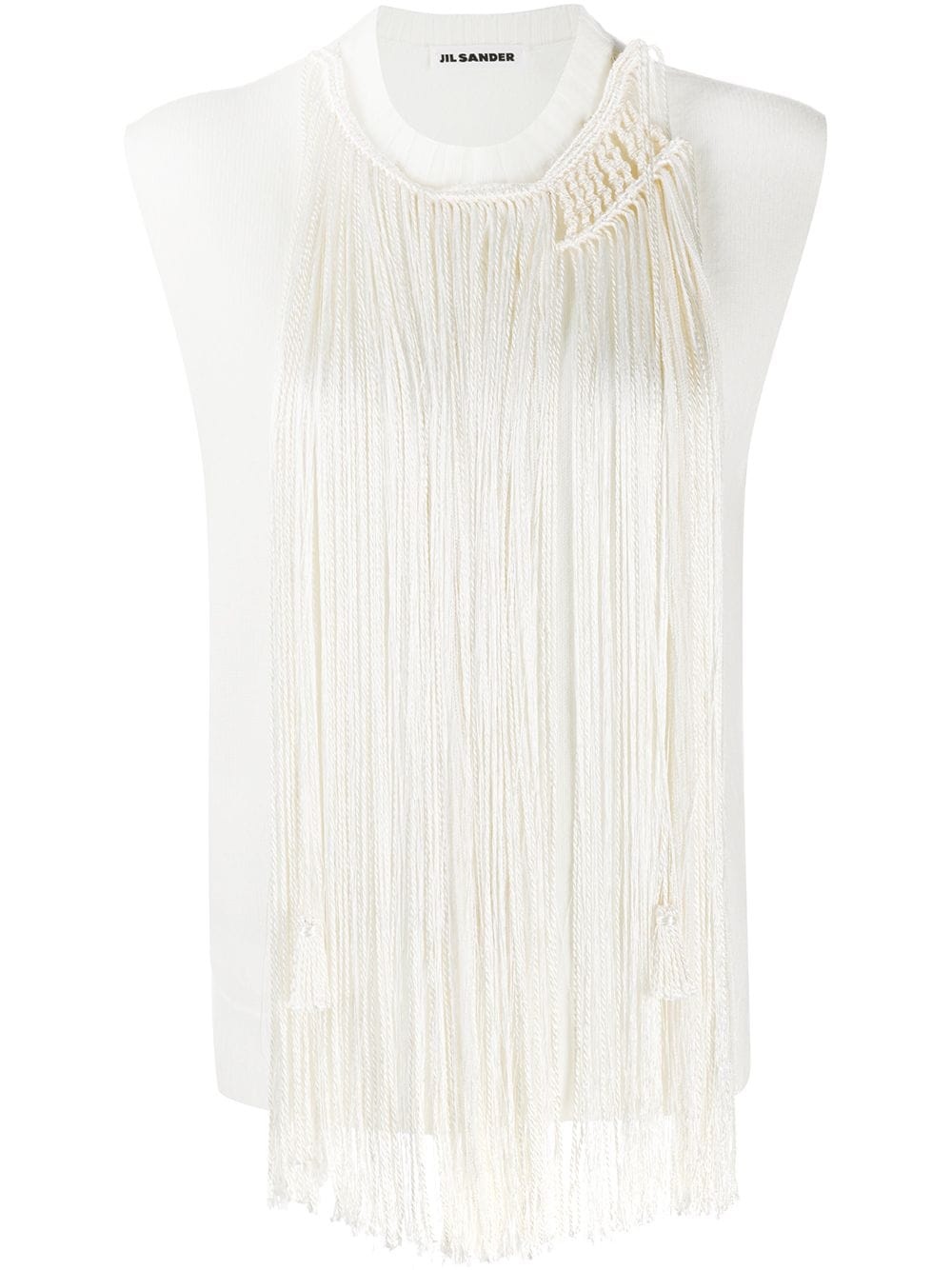 tassel-detail sleeveless knitted top - 1