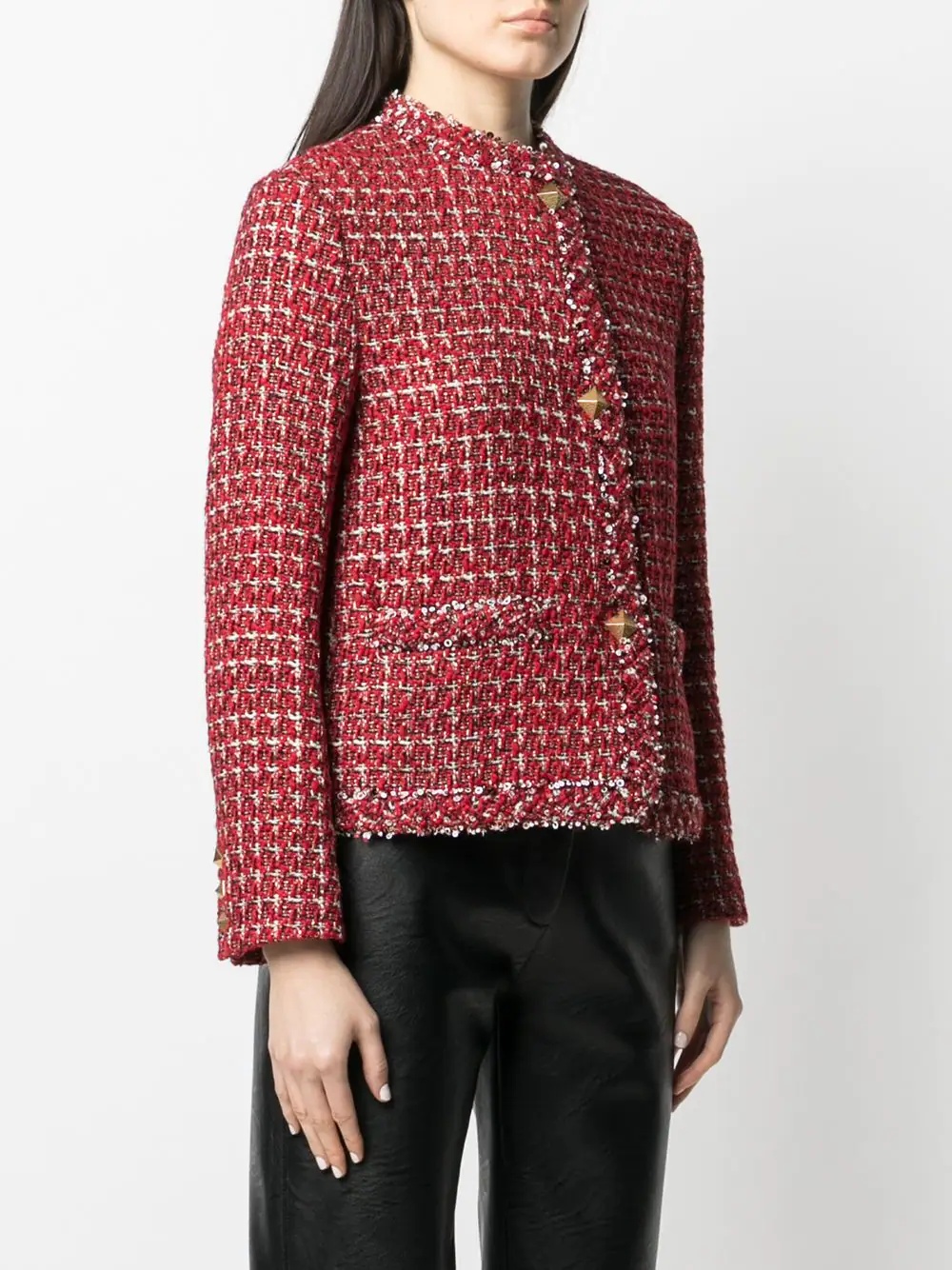 sequin-detail tweed jacket - 3
