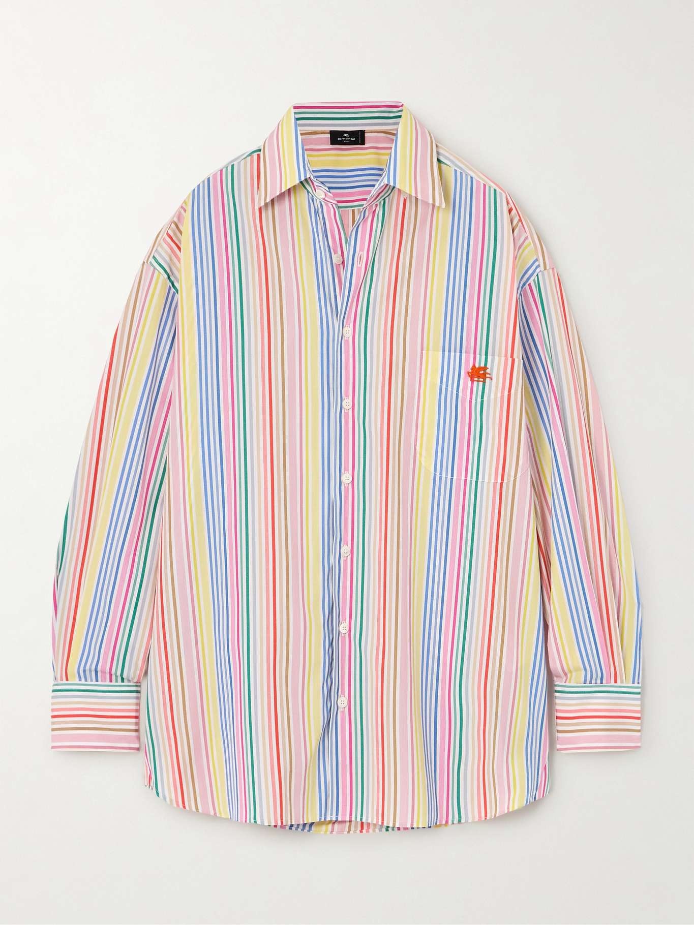 Logo-embroidered striped cotton-poplin shirt - 1