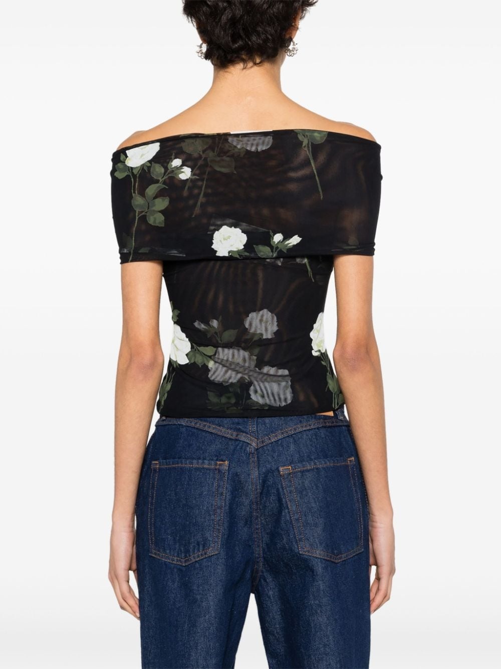 off-shoulder cropped blouse - 4