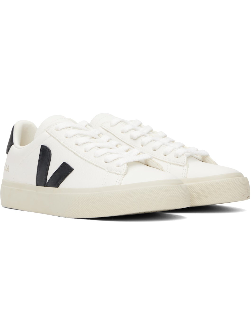 White & Black Campo Leather Sneakers - 4