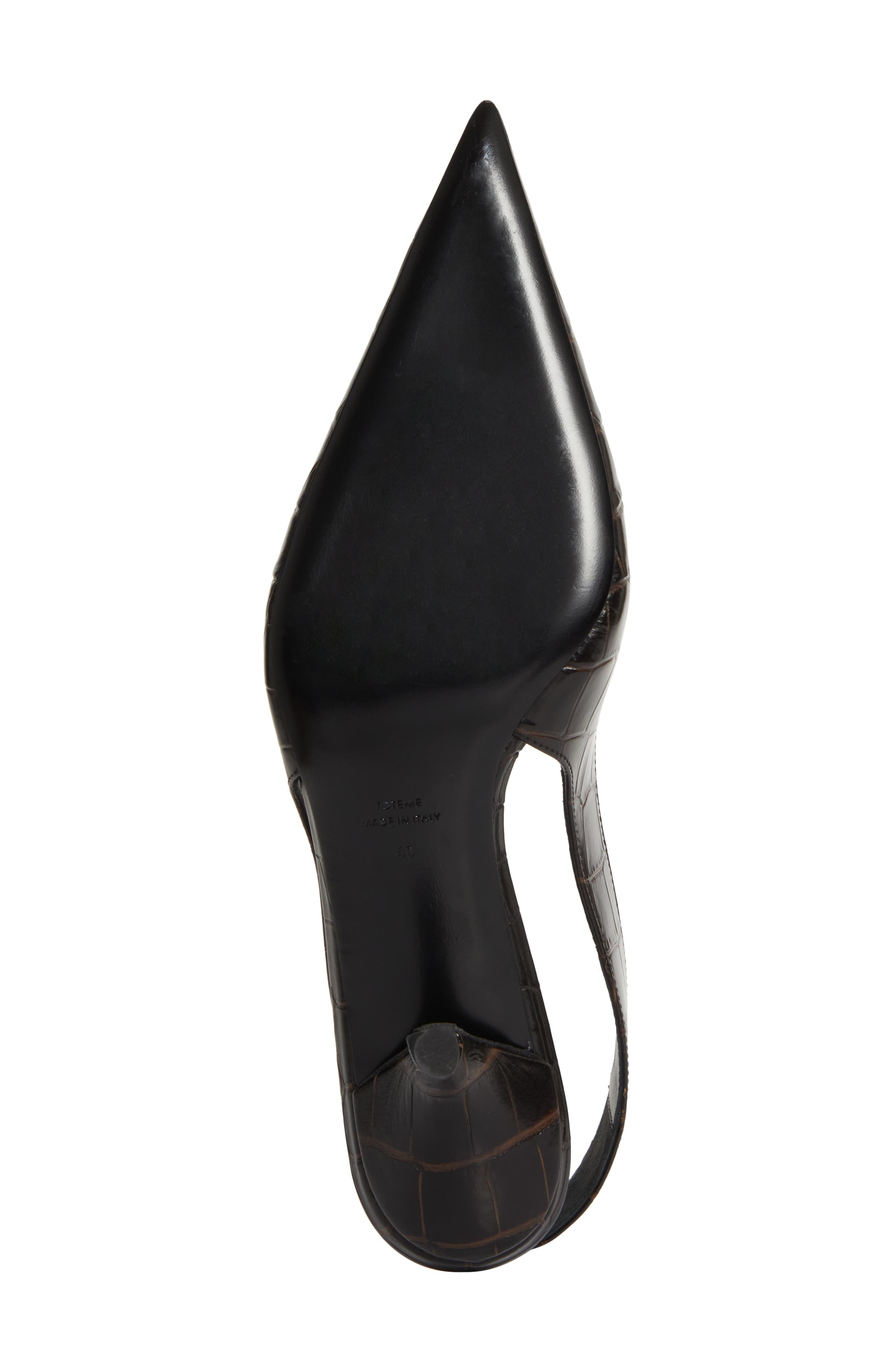 TOTEME Croc Embossed Pointed Toe Slingback Pump in Dark Brown at Nordstrom - 6