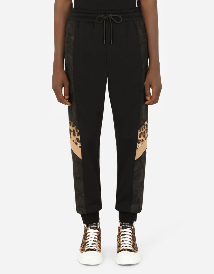 Mixed-fabric jogging pants with patch - 1