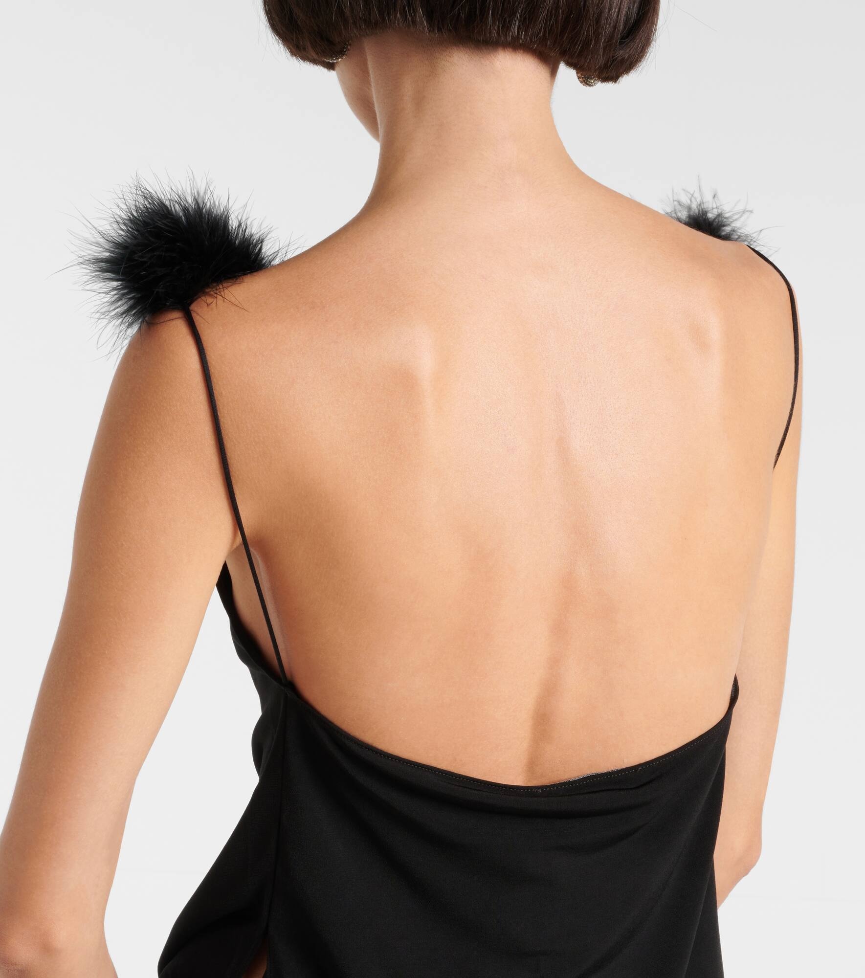 Boa feather-trimmed jersey top - 6