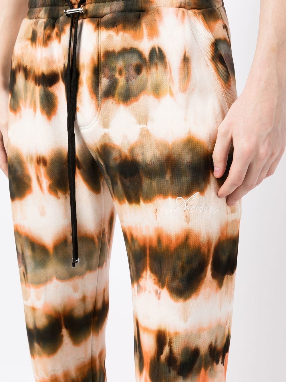 tie-dye print cotton track pants - 5